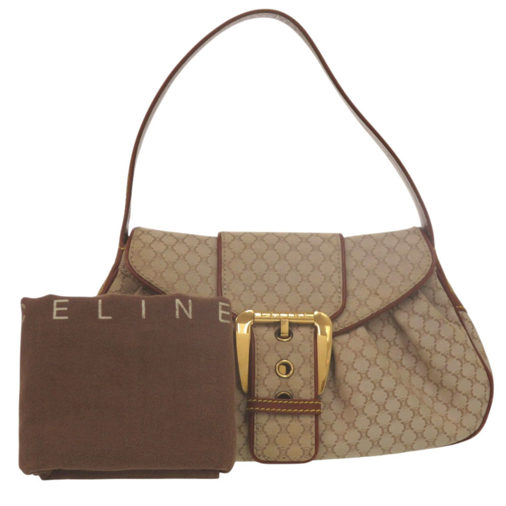 Celine Celine Macadam Pattern Vintage Hobo One-Shoulder Bag, Gold Hardware, Canvas & Leather, Beige Brown, 0855CELINE Size ONE SIZE - 2 Thumbnail
