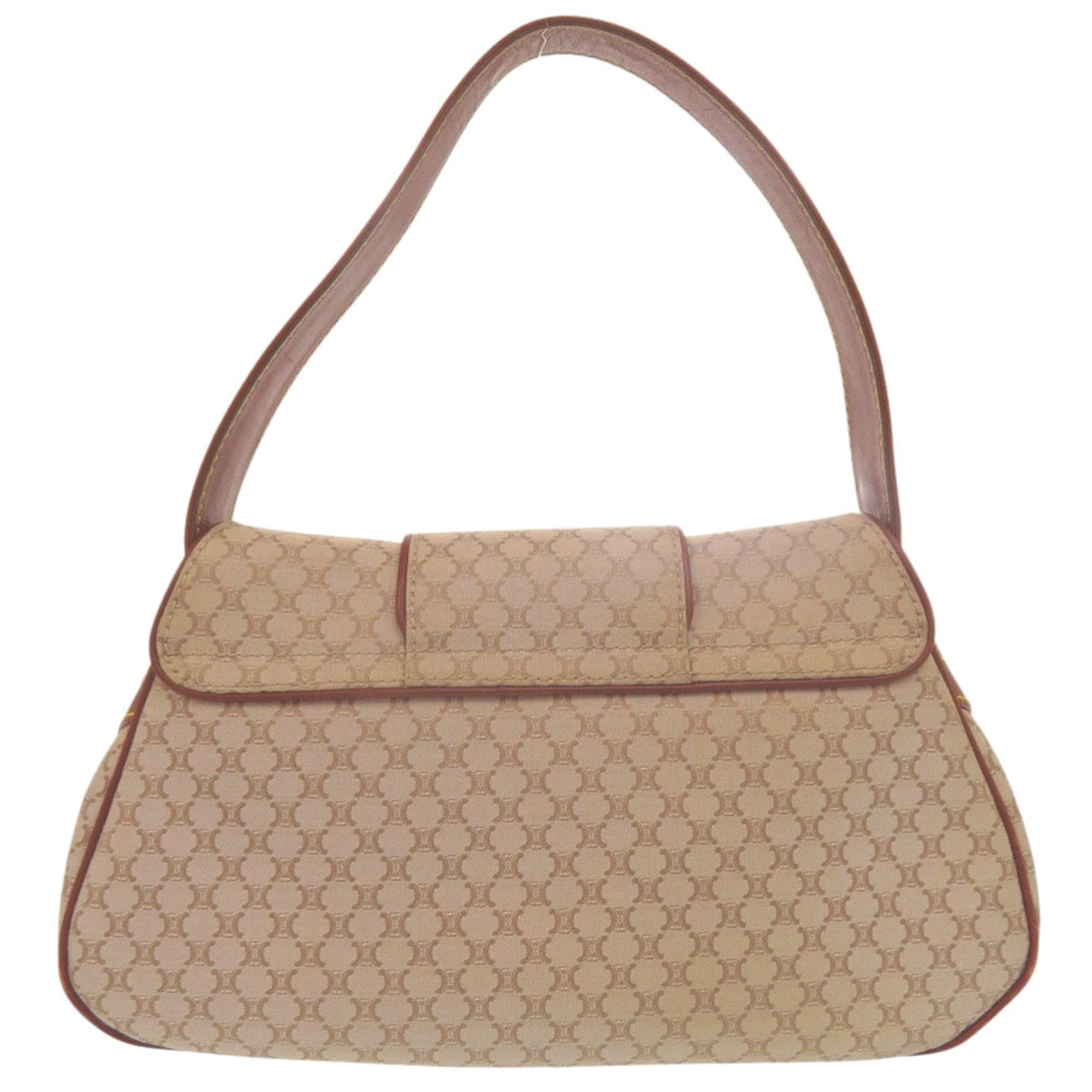 Celine Celine Macadam Pattern Vintage Hobo One-Shoulder Bag, Gold Hardware, Canvas & Leather, Beige Brown, 0855CELINE Size ONE SIZE - 3 Thumbnail