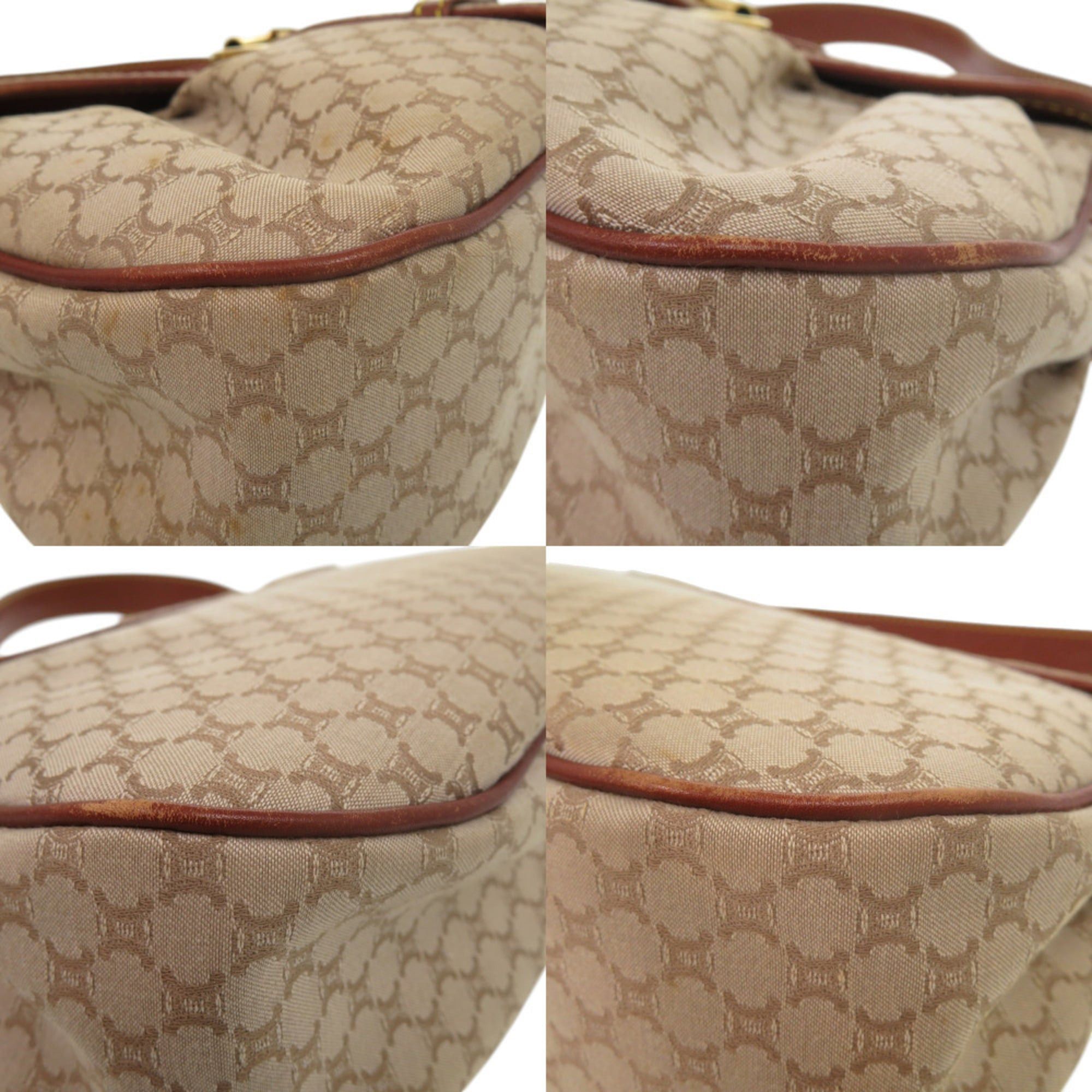 Celine Celine Macadam Pattern Vintage Hobo One-Shoulder Bag, Gold Hardware, Canvas & Leather, Beige Brown, 0855CELINE Size ONE SIZE - 6 Thumbnail