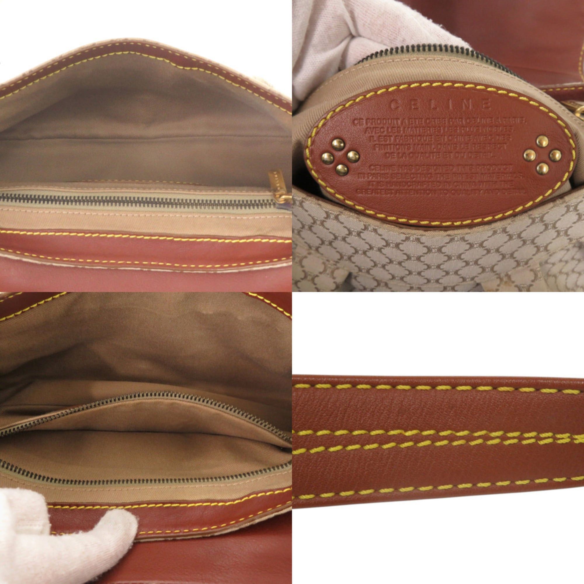 Celine Celine Macadam Pattern Vintage Hobo One-Shoulder Bag, Gold Hardware, Canvas & Leather, Beige Brown, 0855CELINE Size ONE SIZE - 7 Thumbnail