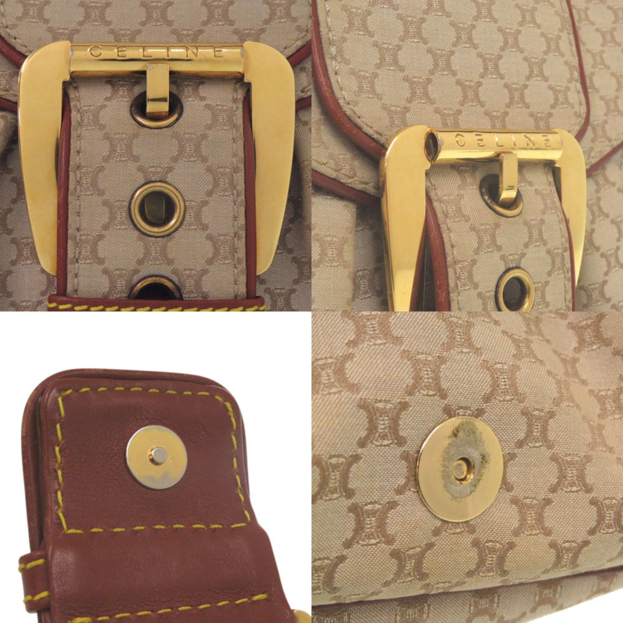 Celine Celine Macadam Pattern Vintage Hobo One-Shoulder Bag, Gold Hardware, Canvas & Leather, Beige Brown, 0855CELINE Size ONE SIZE - 8 Thumbnail