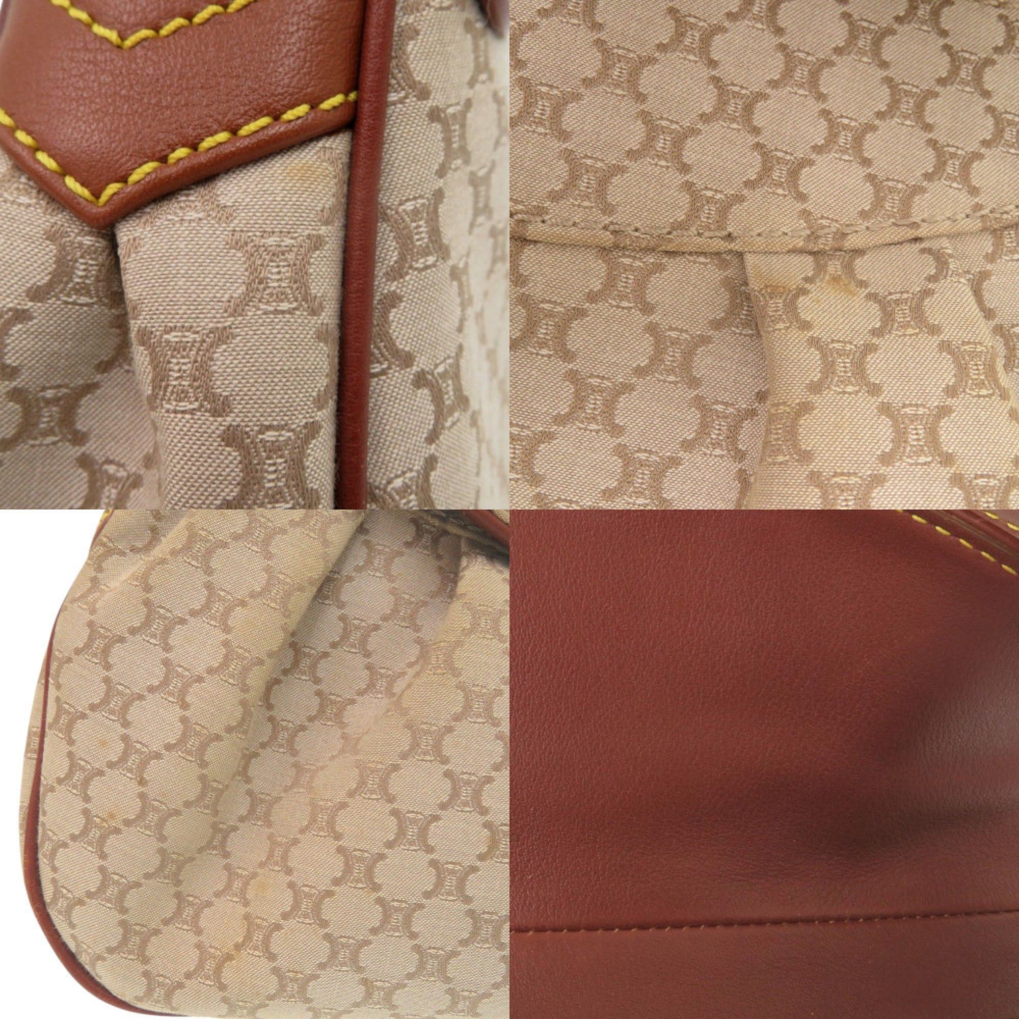 Celine Celine Macadam Pattern Vintage Hobo One-Shoulder Bag, Gold Hardware, Canvas & Leather, Beige Brown, 0855CELINE Size ONE SIZE - 9 Thumbnail