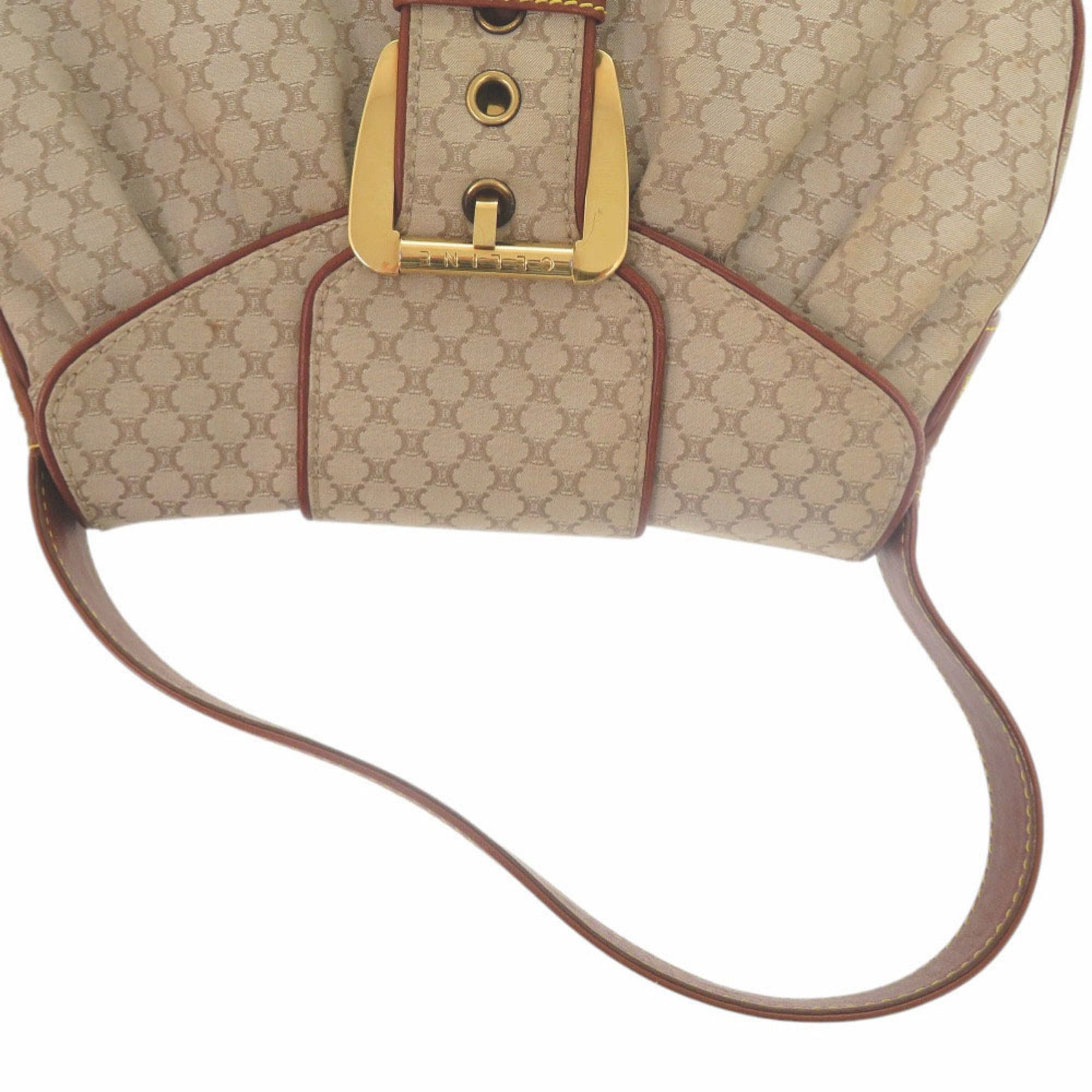 Celine Celine Macadam Pattern Vintage Hobo One-Shoulder Bag, Gold Hardware, Canvas & Leather, Beige Brown, 0855CELINE Size ONE SIZE - 5 Thumbnail