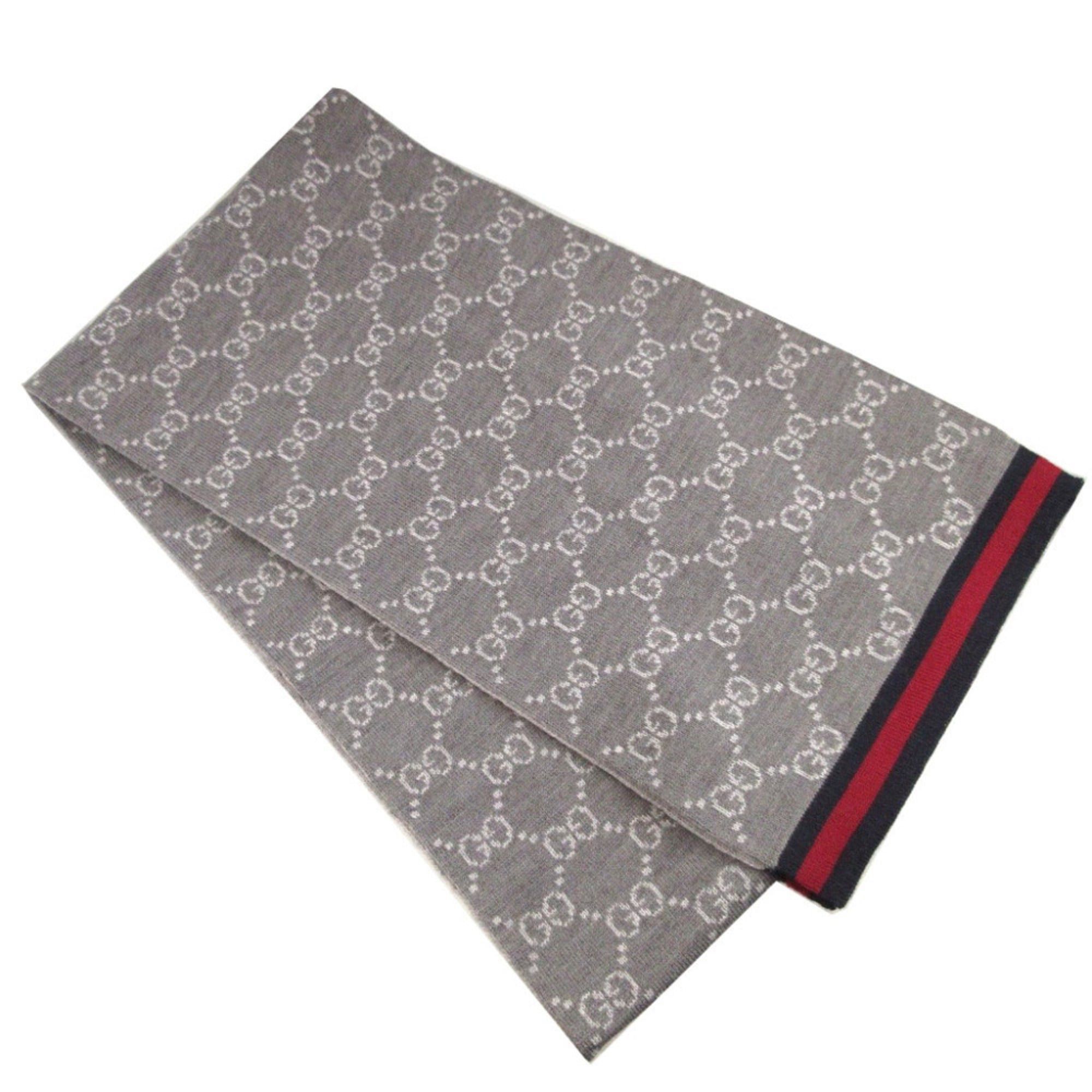 Gucci Like New Gucci GG Pattern Sherry Wool Grey Scarf 1638GUCCI Size ONE SIZE - 2 Thumbnail