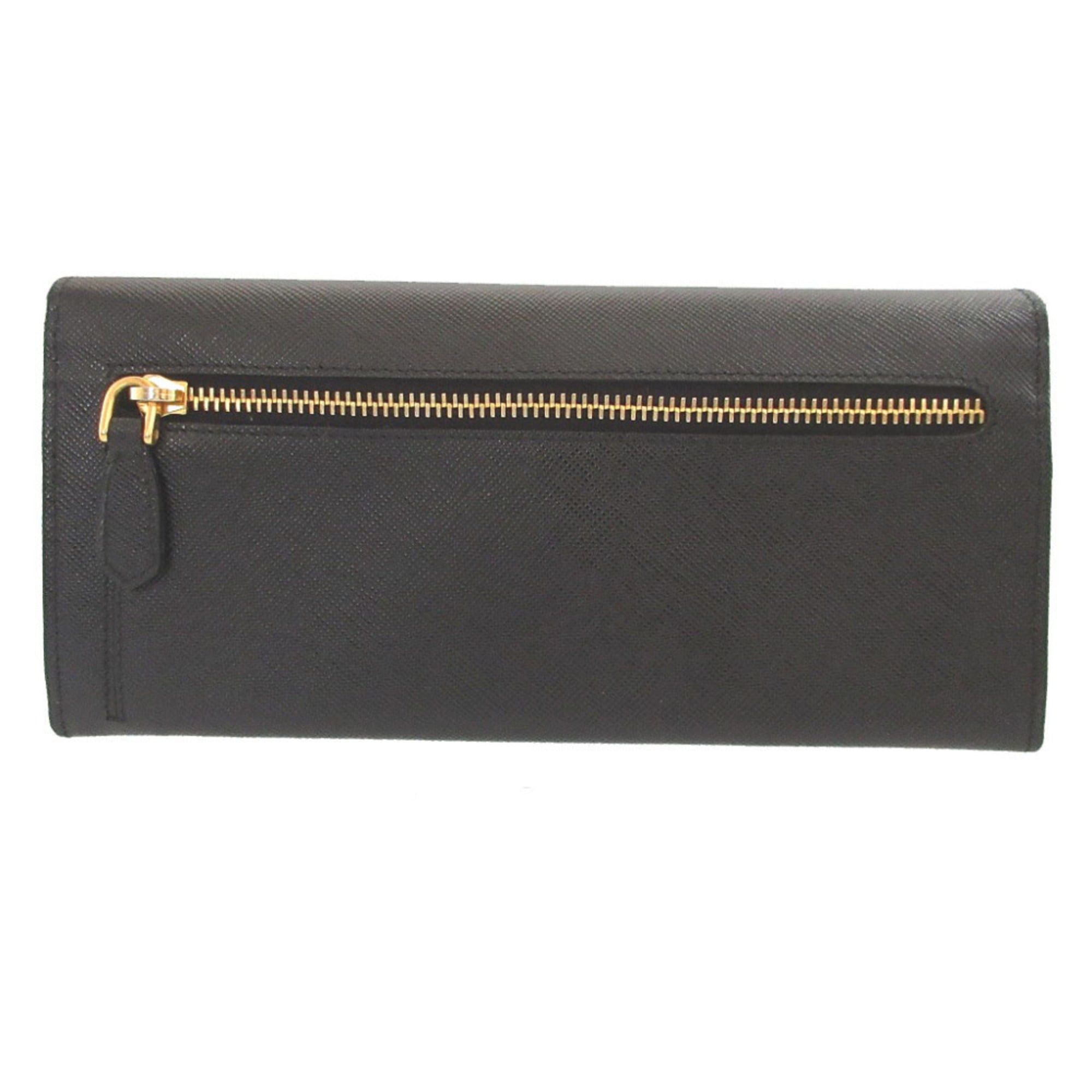Prada Like New Prada Saffiano Leather Black Bi-fold Long Wallet 0217PRADA Size ONE SIZE - 2 Thumbnail