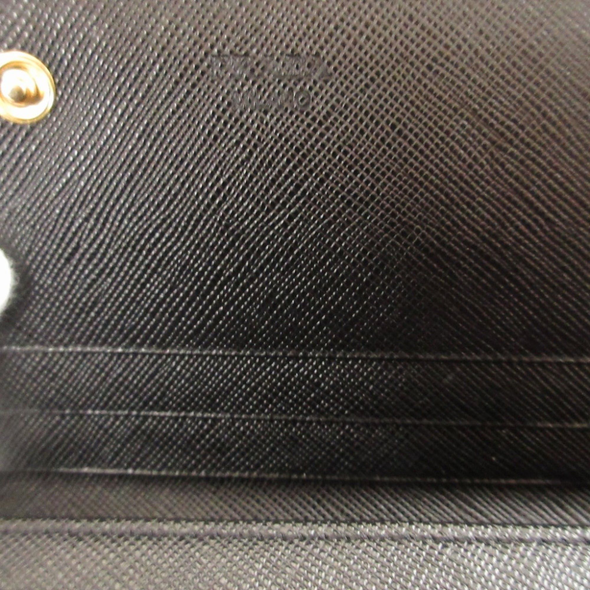 Prada Like New Prada Saffiano Leather Black Bi-fold Long Wallet 0217PRADA Size ONE SIZE - 7 Thumbnail