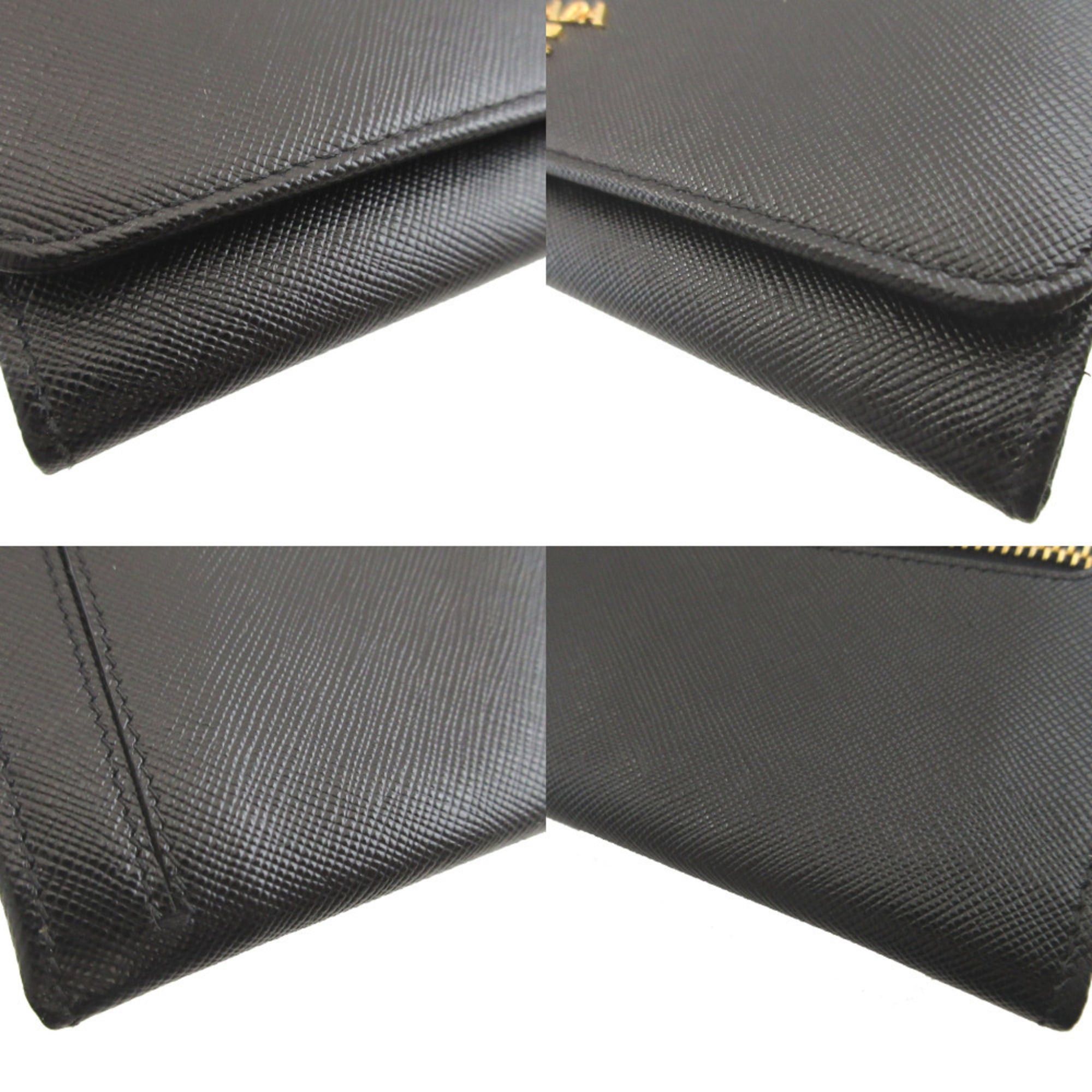 Prada Like New Prada Saffiano Leather Black Bi-fold Long Wallet 0217PRADA Size ONE SIZE - 6 Thumbnail