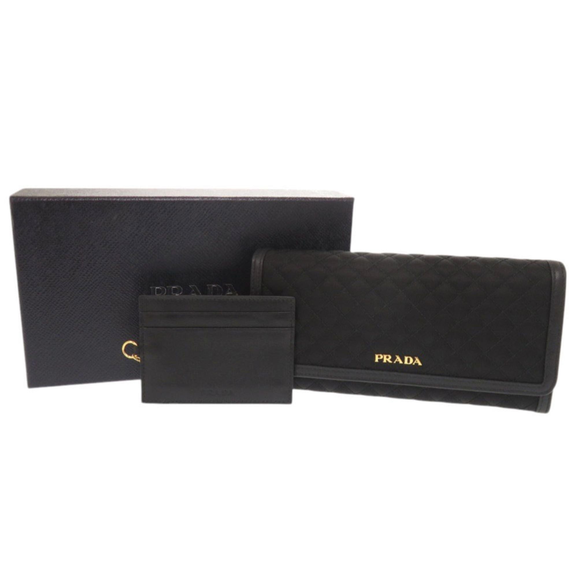 Prada Like New Prada Quilted Nylon Leather Black Long Wallet 1799PRADA Size ONE SIZE - 2 Thumbnail