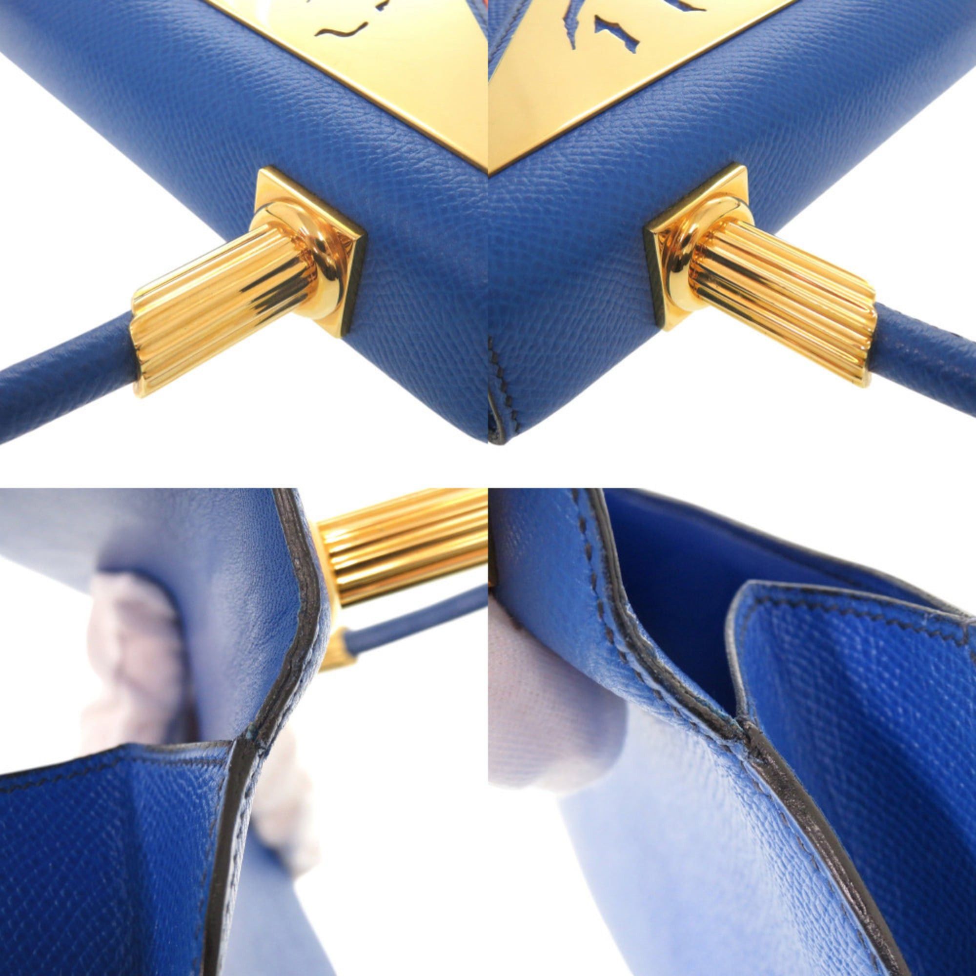 Hermes Hermes 1994 Limited Edition Sun and Clouds Courchevel Leather Blue France Gold Hardware 〇X Stamp (Made in 1994) Handbag 1102HERMES Size ONE SIZE - 9 Thumbnail