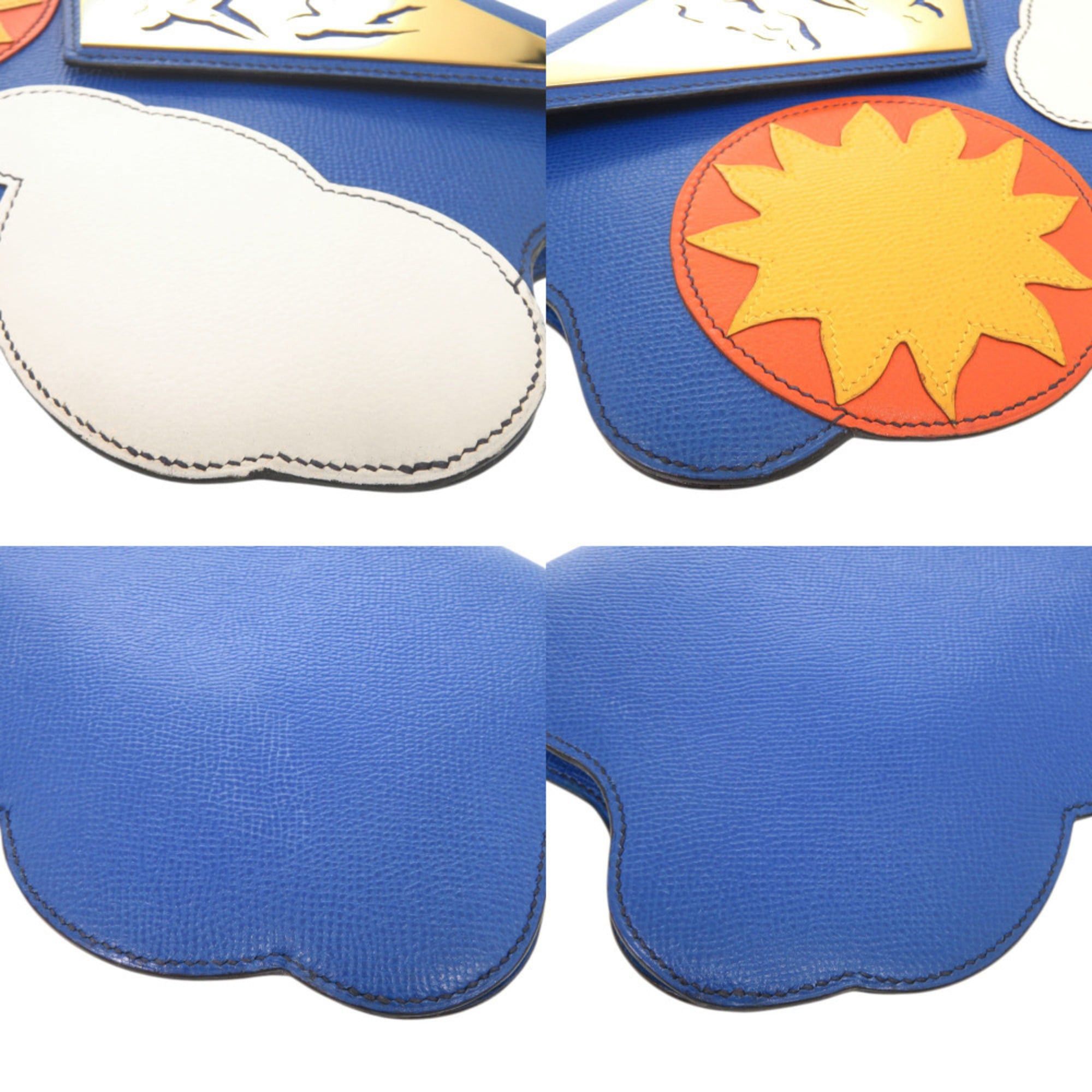 Hermes Hermes 1994 Limited Edition Sun and Clouds Courchevel Leather Blue France Gold Hardware 〇X Stamp (Made in 1994) Handbag 1102HERMES Size ONE SIZE - 4 Thumbnail