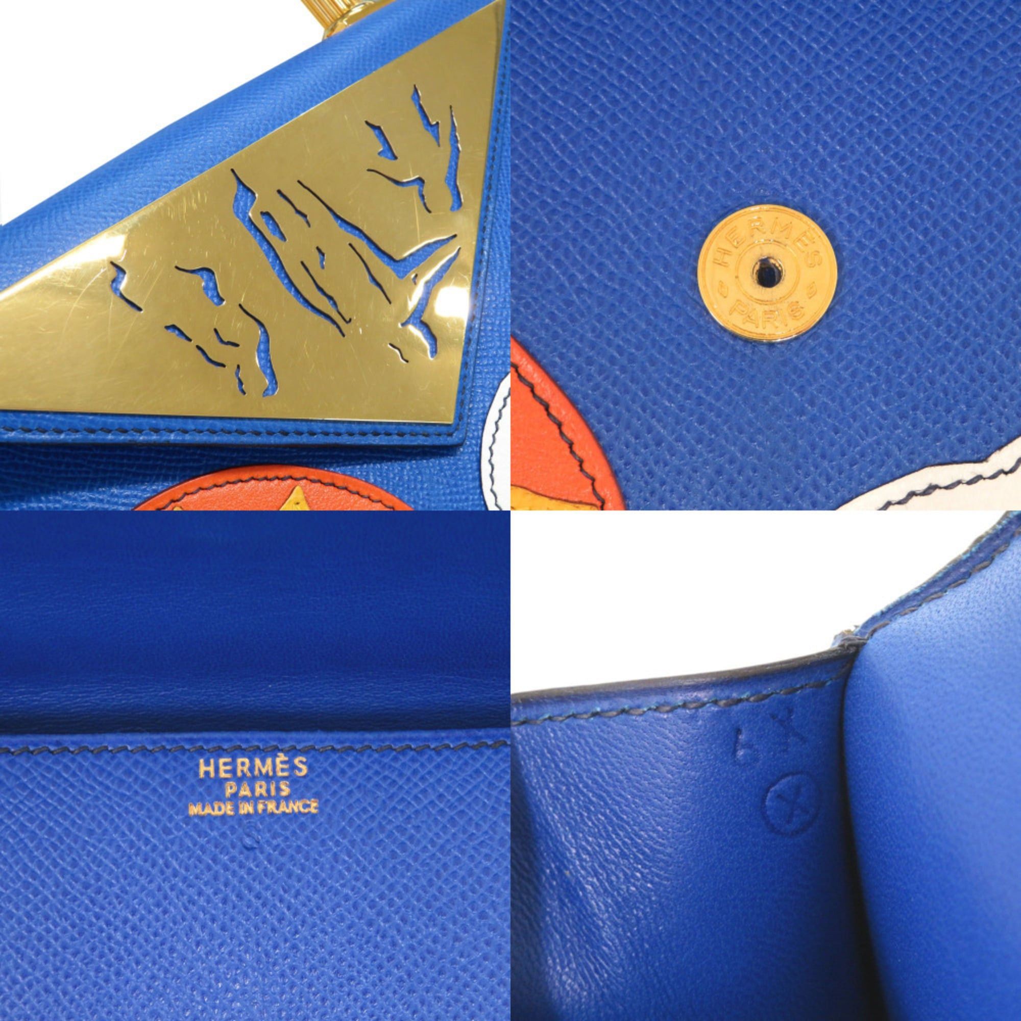 Hermes Hermes 1994 Limited Edition Sun and Clouds Courchevel Leather Blue France Gold Hardware 〇X Stamp (Made in 1994) Handbag 1102HERMES Size ONE SIZE - 8 Thumbnail