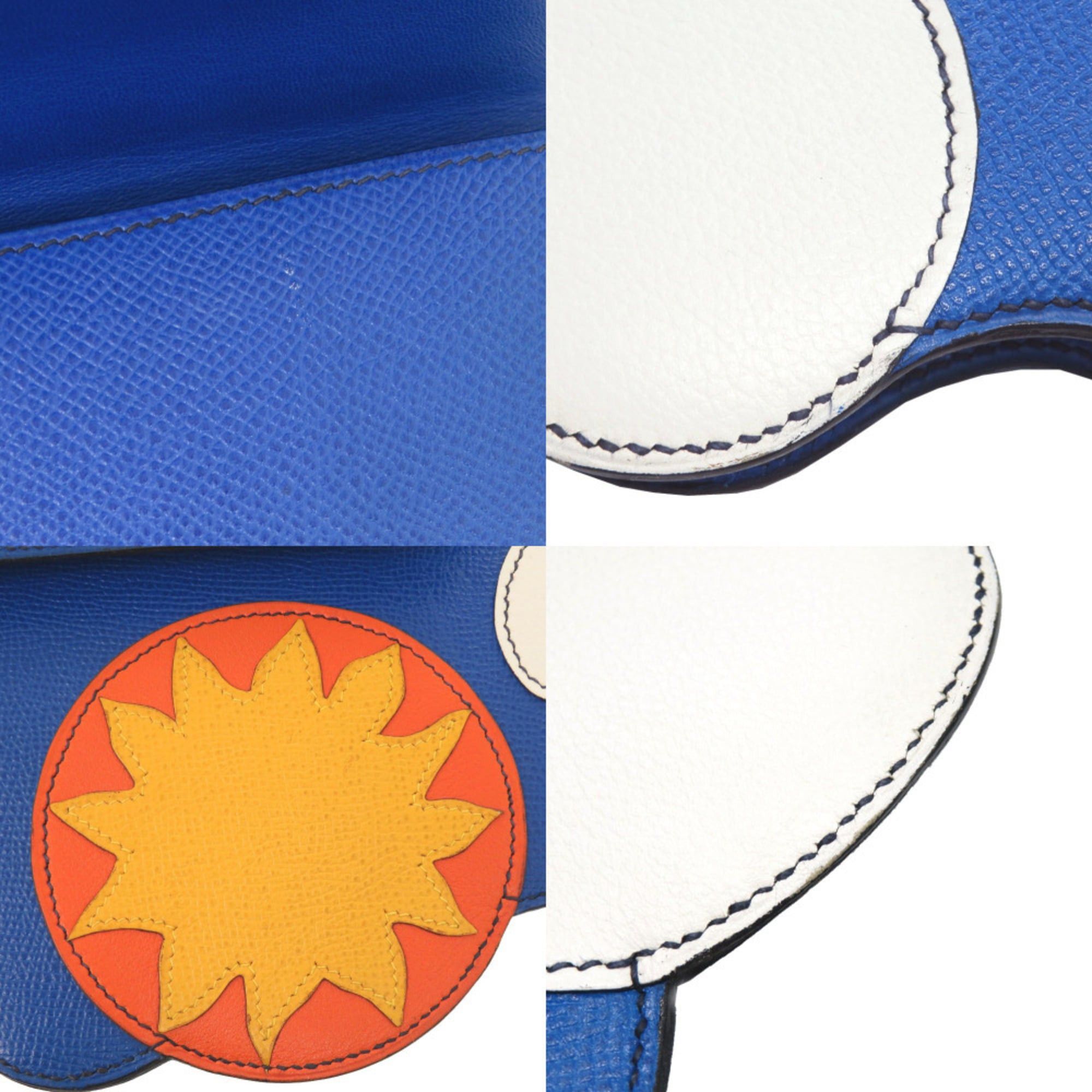 Hermes Hermes 1994 Limited Edition Sun and Clouds Courchevel Leather Blue France Gold Hardware 〇X Stamp (Made in 1994) Handbag 1102HERMES Size ONE SIZE - 10 Thumbnail