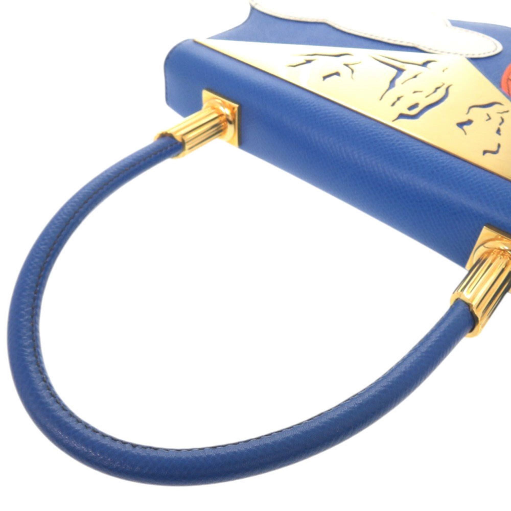 Hermes Hermes 1994 Limited Edition Sun and Clouds Courchevel Leather Blue France Gold Hardware 〇X Stamp (Made in 1994) Handbag 1102HERMES Size ONE SIZE - 5 Thumbnail