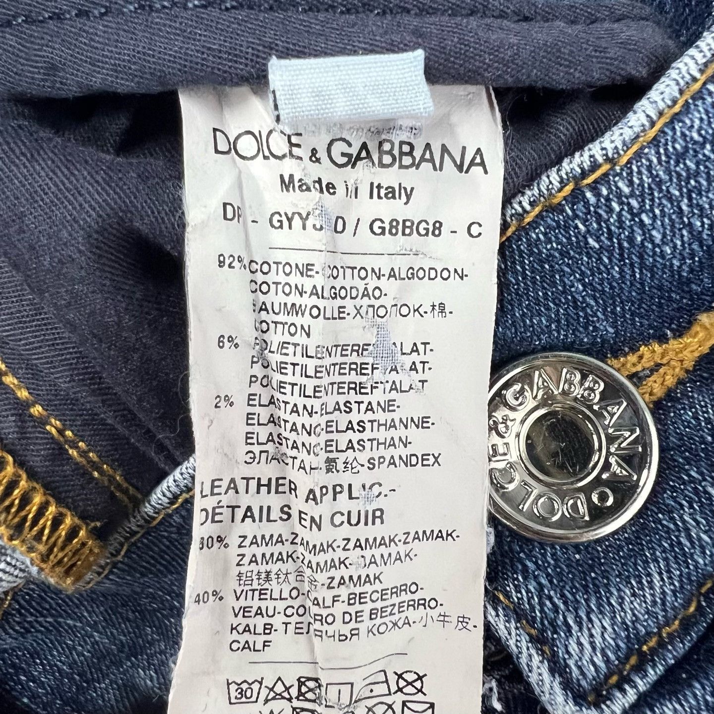 Dolce & Gabbana Dolce & Gabbana Dark Blue Distressed Jeans Size US 35 - 5 Thumbnail