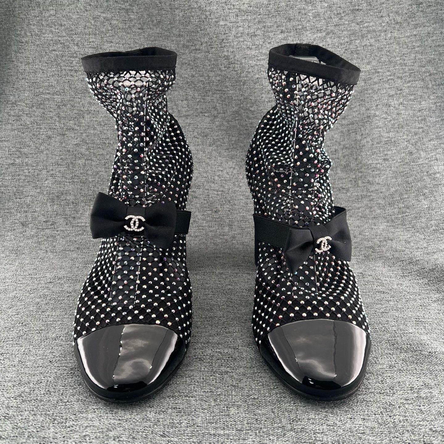 Chanel Chanel Fishnet Rhinestone Block Heel Boots Size US 7.5 / IT 37.5 - 2 Thumbnail