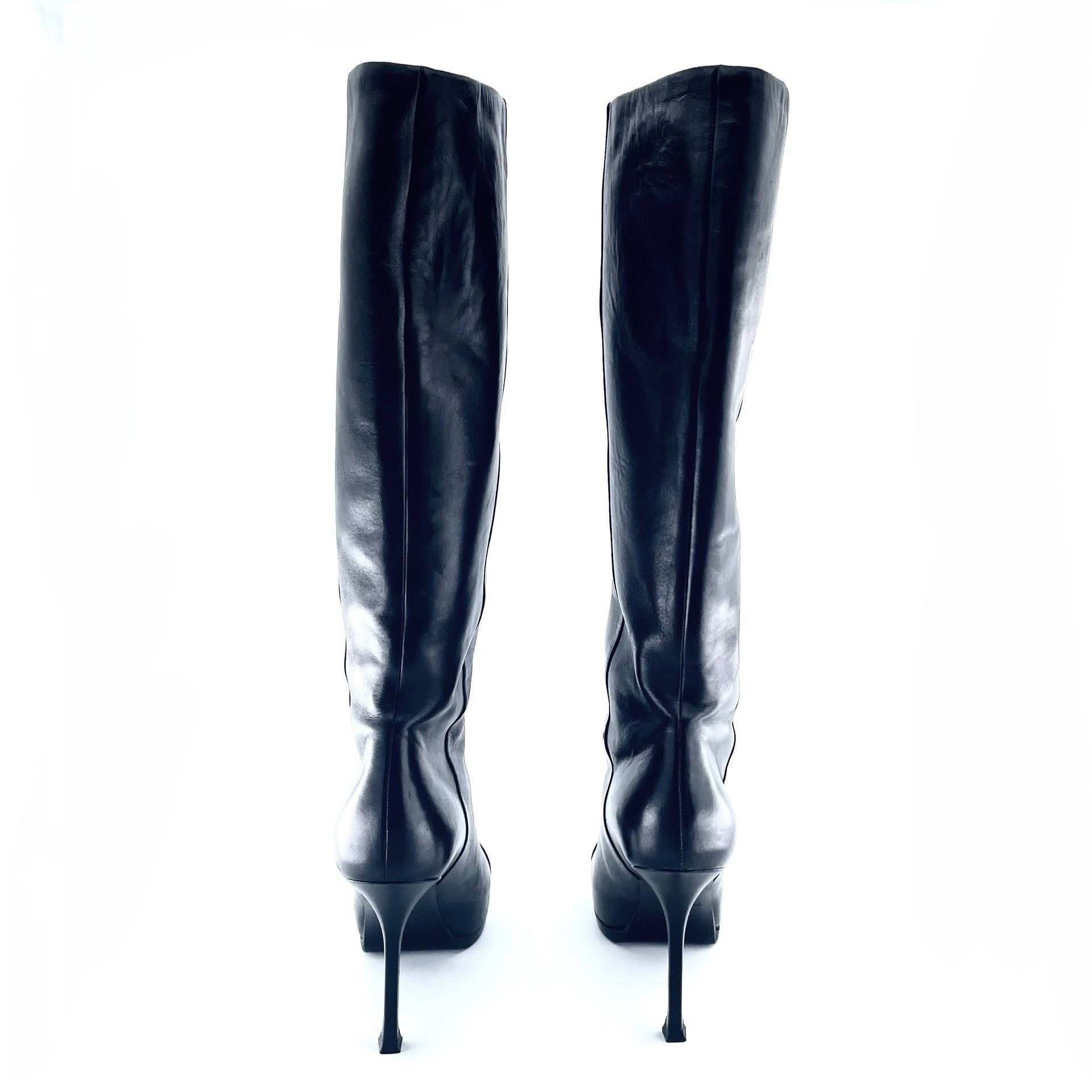 Yves Saint Laurent YSL Black High-Heel Short Boots Size US 5 / IT 35 - 4 Thumbnail
