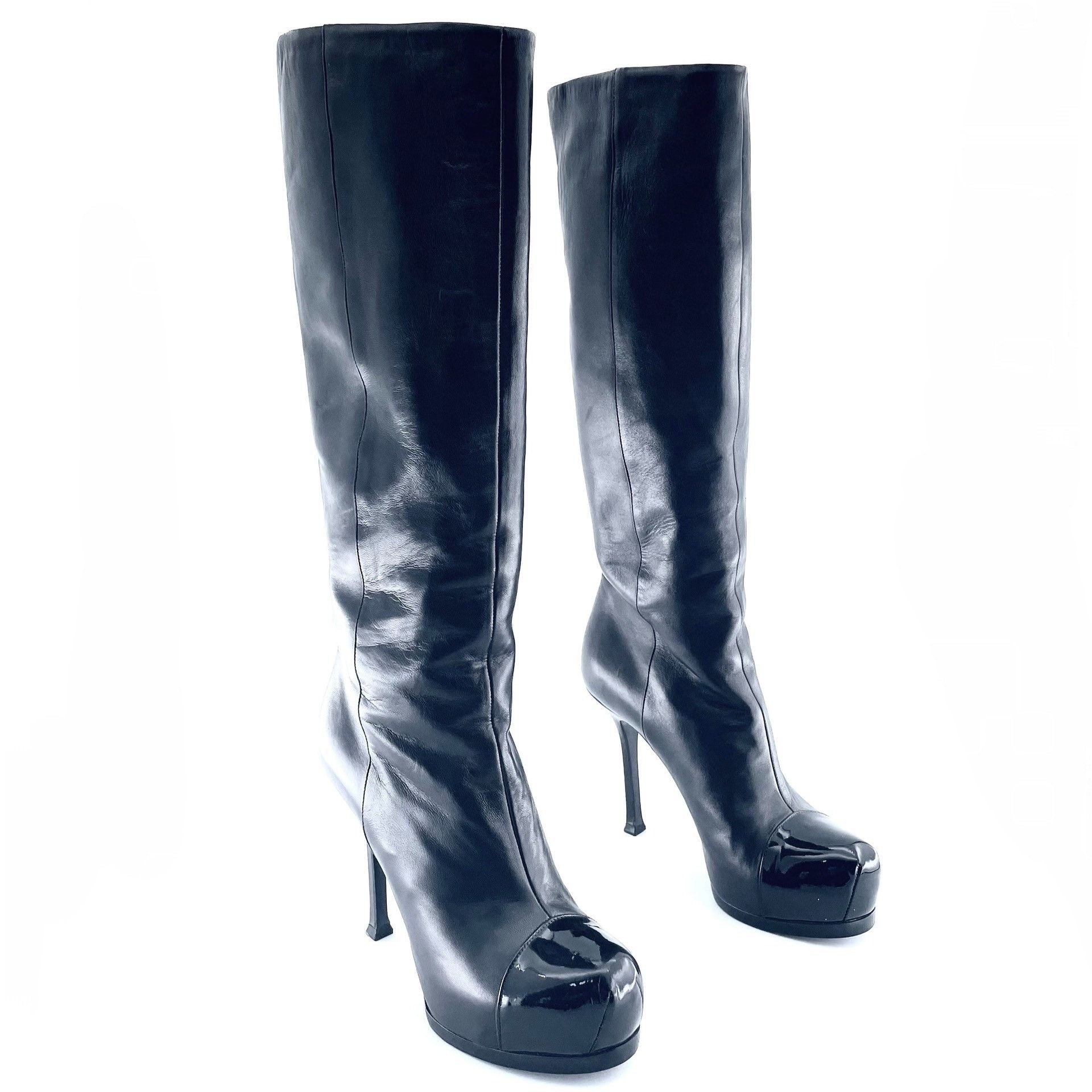 Yves Saint Laurent YSL Black High-Heel Short Boots Size US 5 / IT 35 - 3 Thumbnail