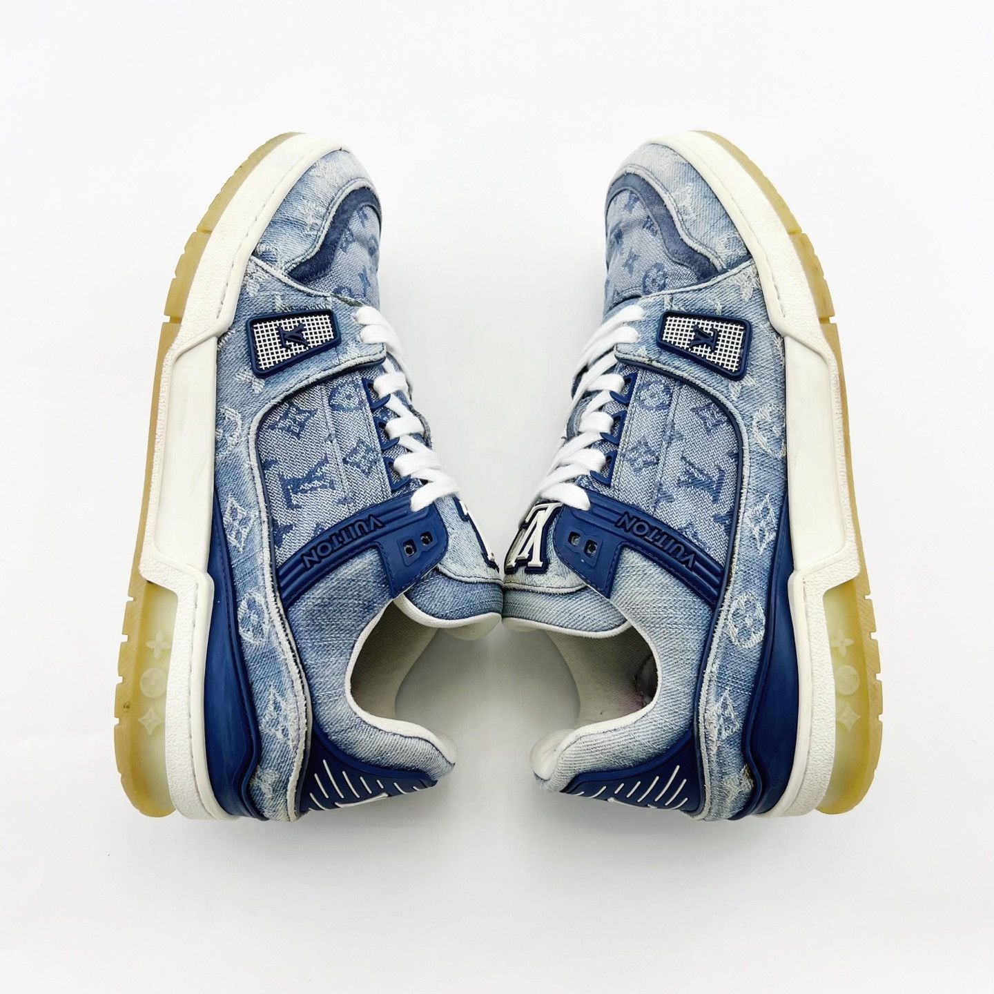 Louis Vuitton LV Blue Trainer Denim Print Sneakers Size US 8.5 / EU 41-42 - 3 Thumbnail