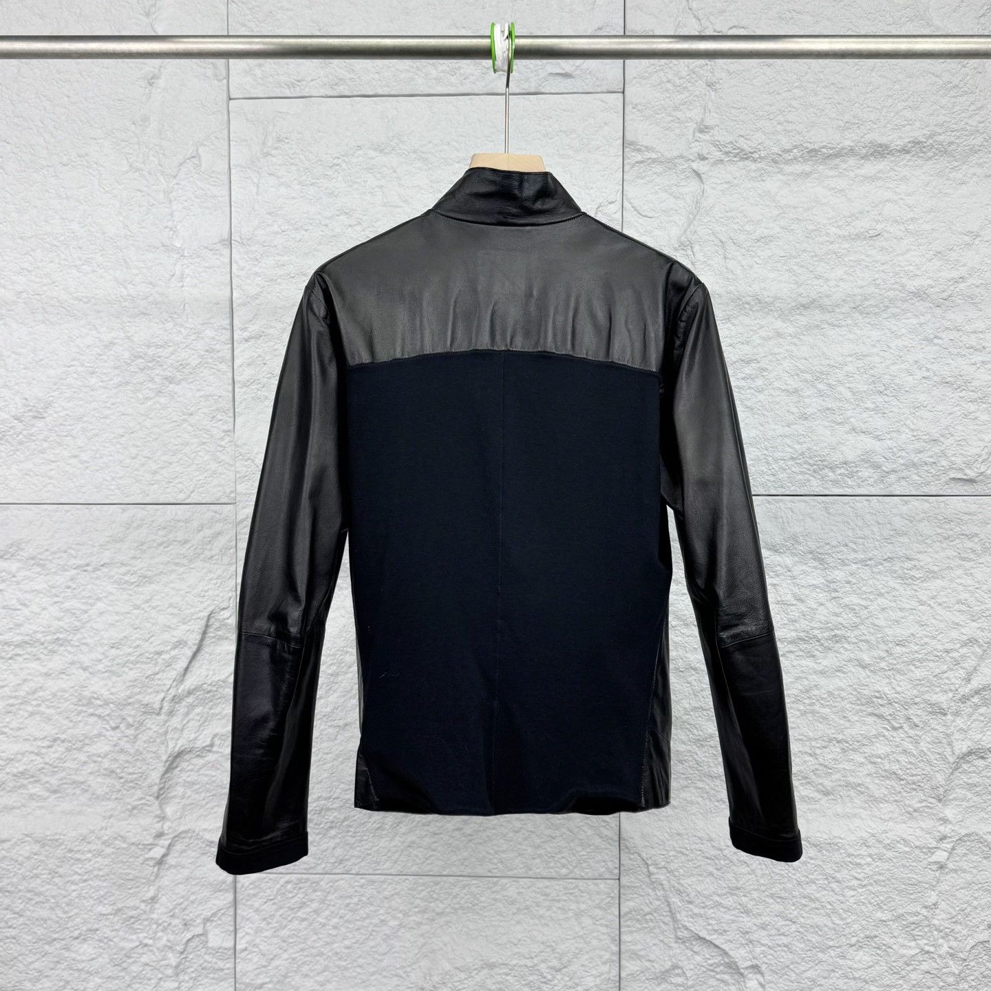 Armani Armani Black Stand Collar Leather Jacket Size US M / EU 48-50 / 2 - 2 Thumbnail