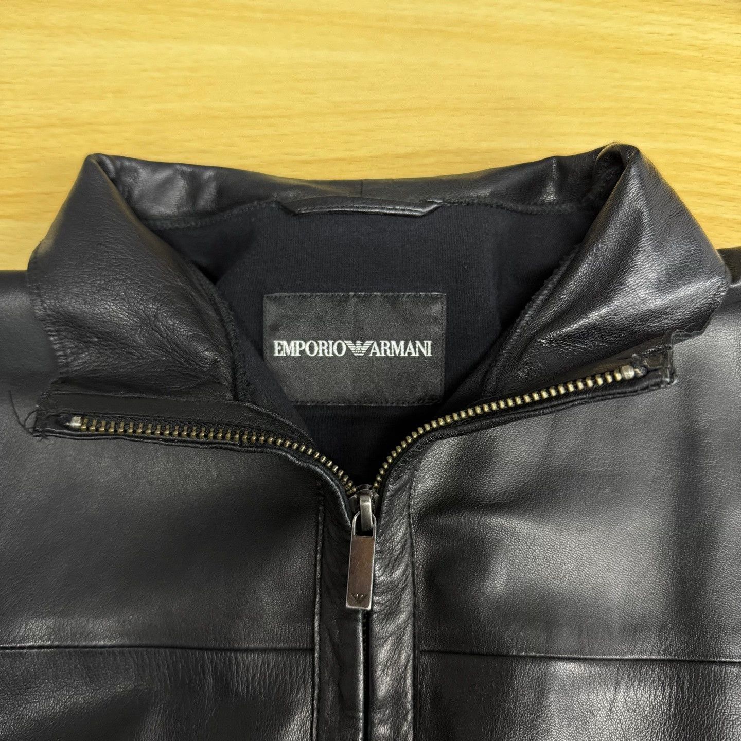 Armani Armani Black Stand Collar Leather Jacket Size US M / EU 48-50 / 2 - 8 Thumbnail