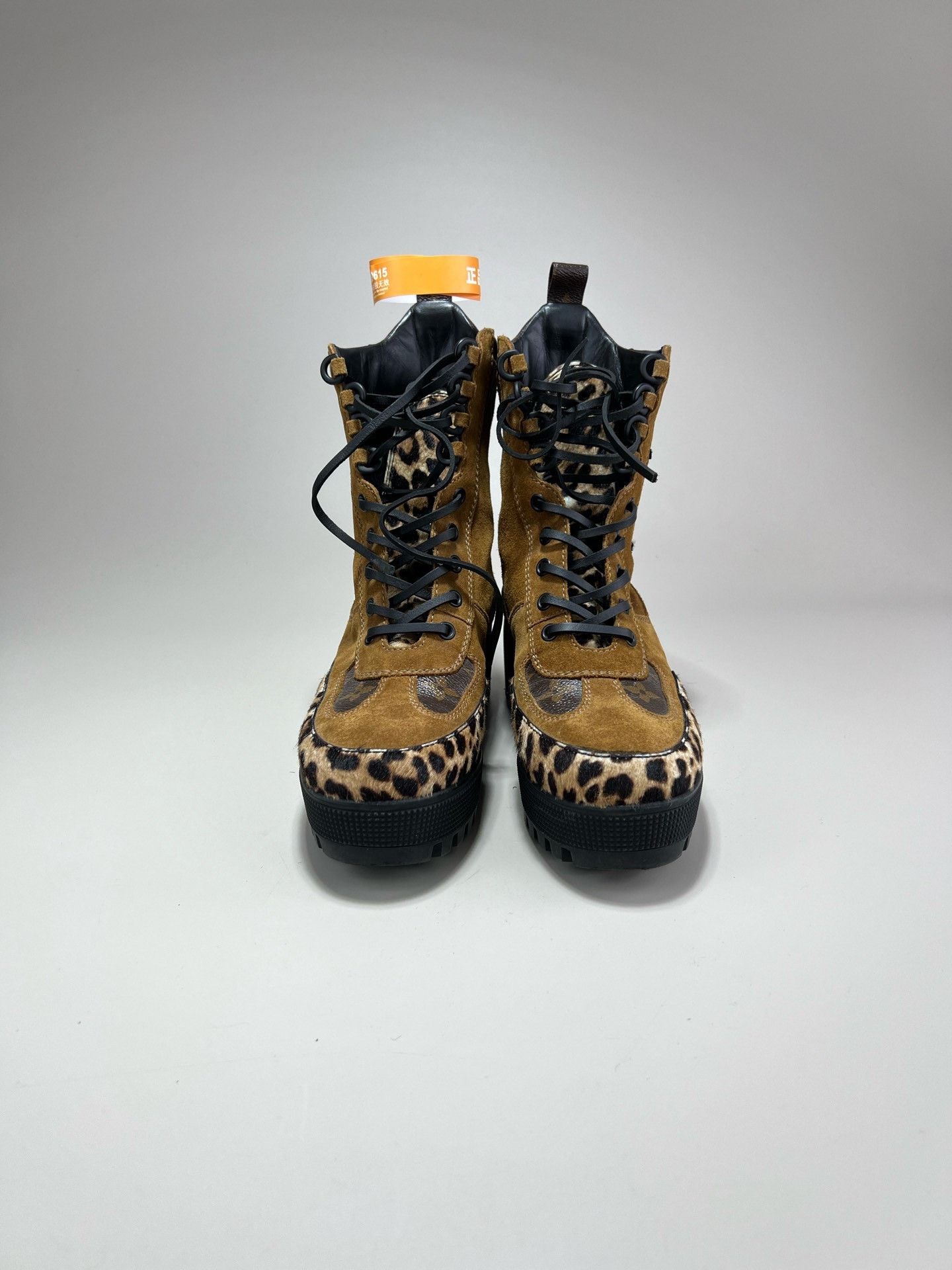 Louis Vuitton Louis Vuitton Brown Suede Leopard Martin Boots Size US 6.5 / IT 36.5 - 2 Thumbnail