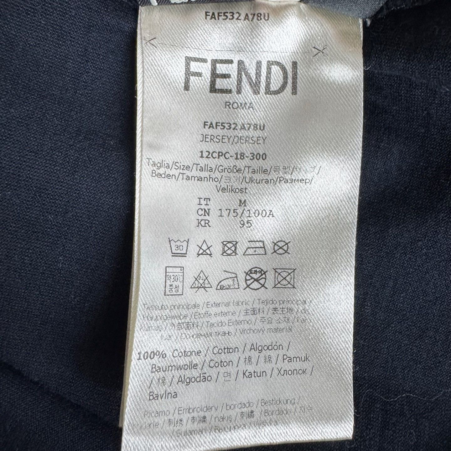 Fendi Fendi Black Letter Print Round Neck Tee Size US M / EU 48-50 / 2 - 5 Thumbnail