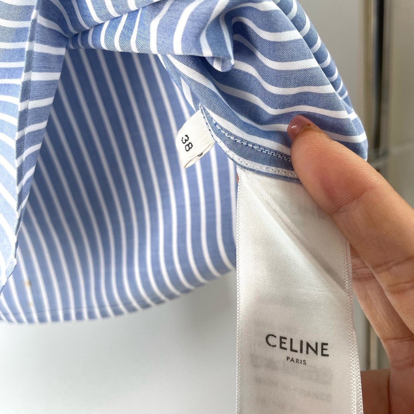 Celine Celine Striped Triomphe Short Shirt Size M / US 6-8 / IT 42-44 - 5 Thumbnail