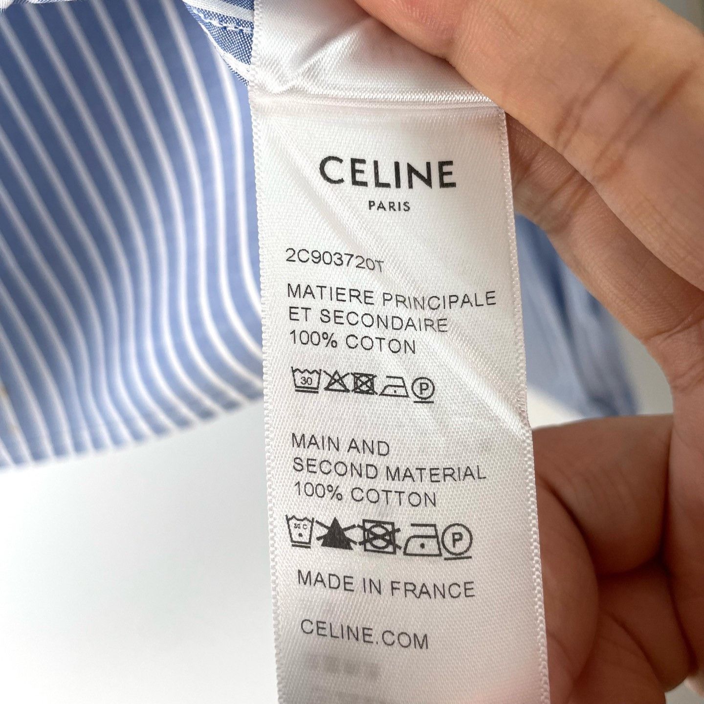 Celine Celine Striped Triomphe Short Shirt Size M / US 6-8 / IT 42-44 - 6 Thumbnail