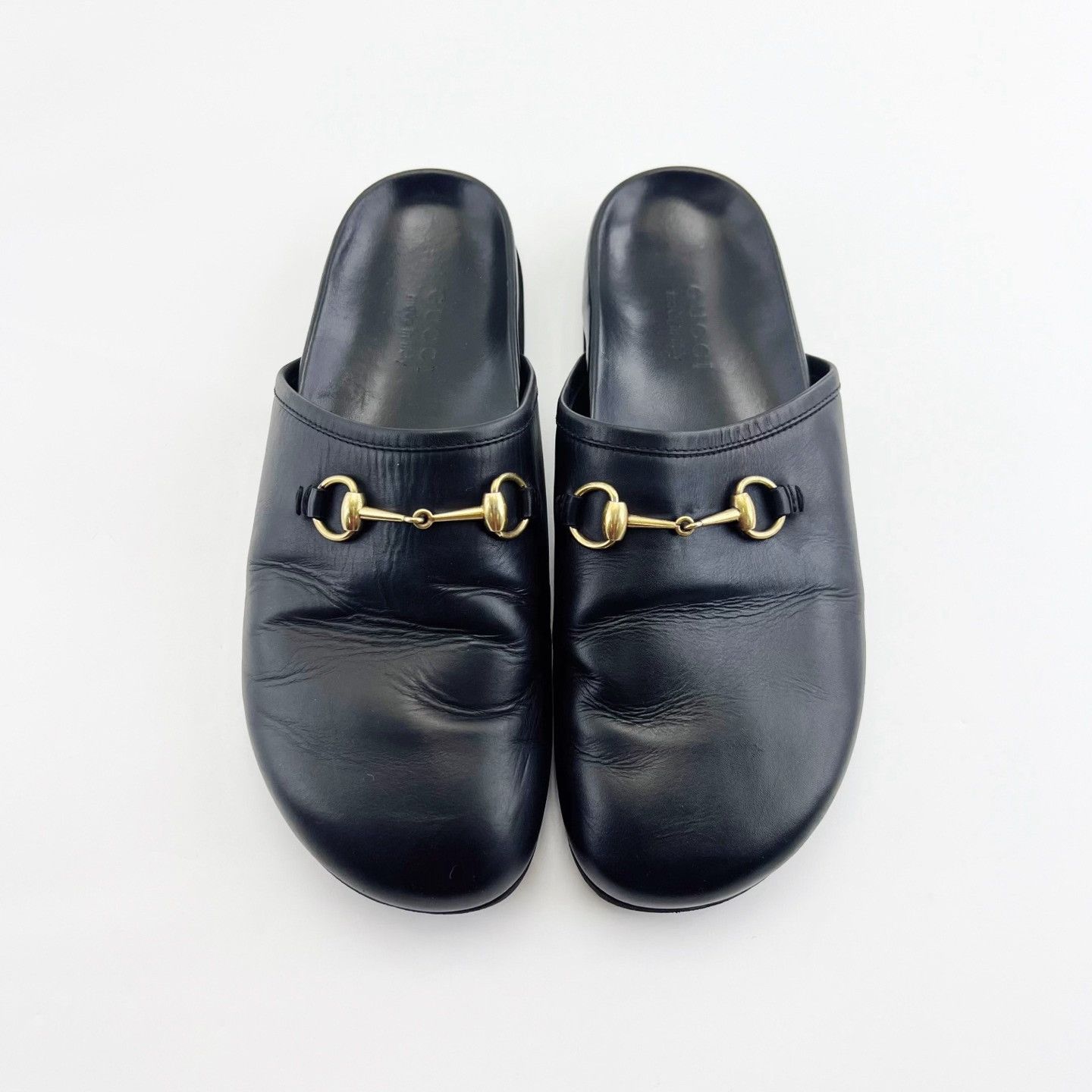 Gucci Gucci Black Leather Horsebit Round Toe Slippers Size US 10 / EU 43 - 2 Thumbnail
