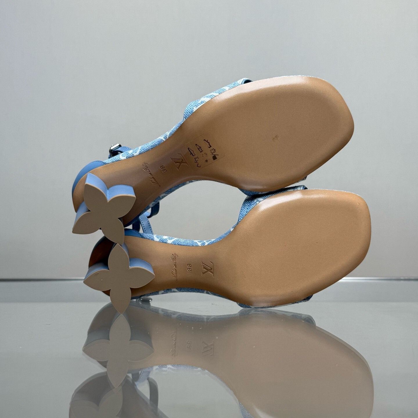 Louis Vuitton Louis Vuitton Blue Denim Monogram Heel Sandals Size US 7 / IT 37 - 7 Thumbnail