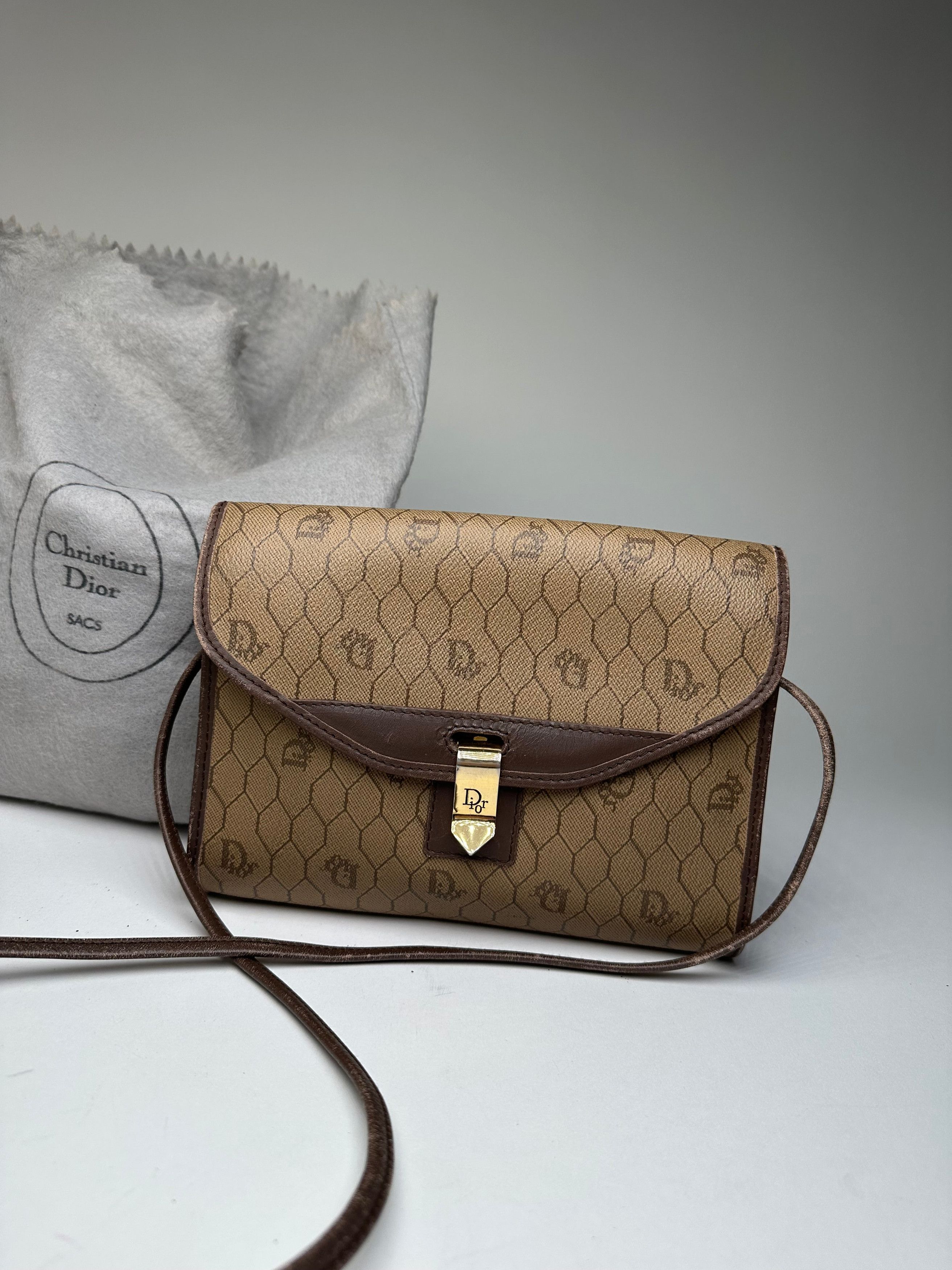 Dior Vintage Leather Shoulder Bag Beige Brown Size ONE SIZE - 7 Thumbnail