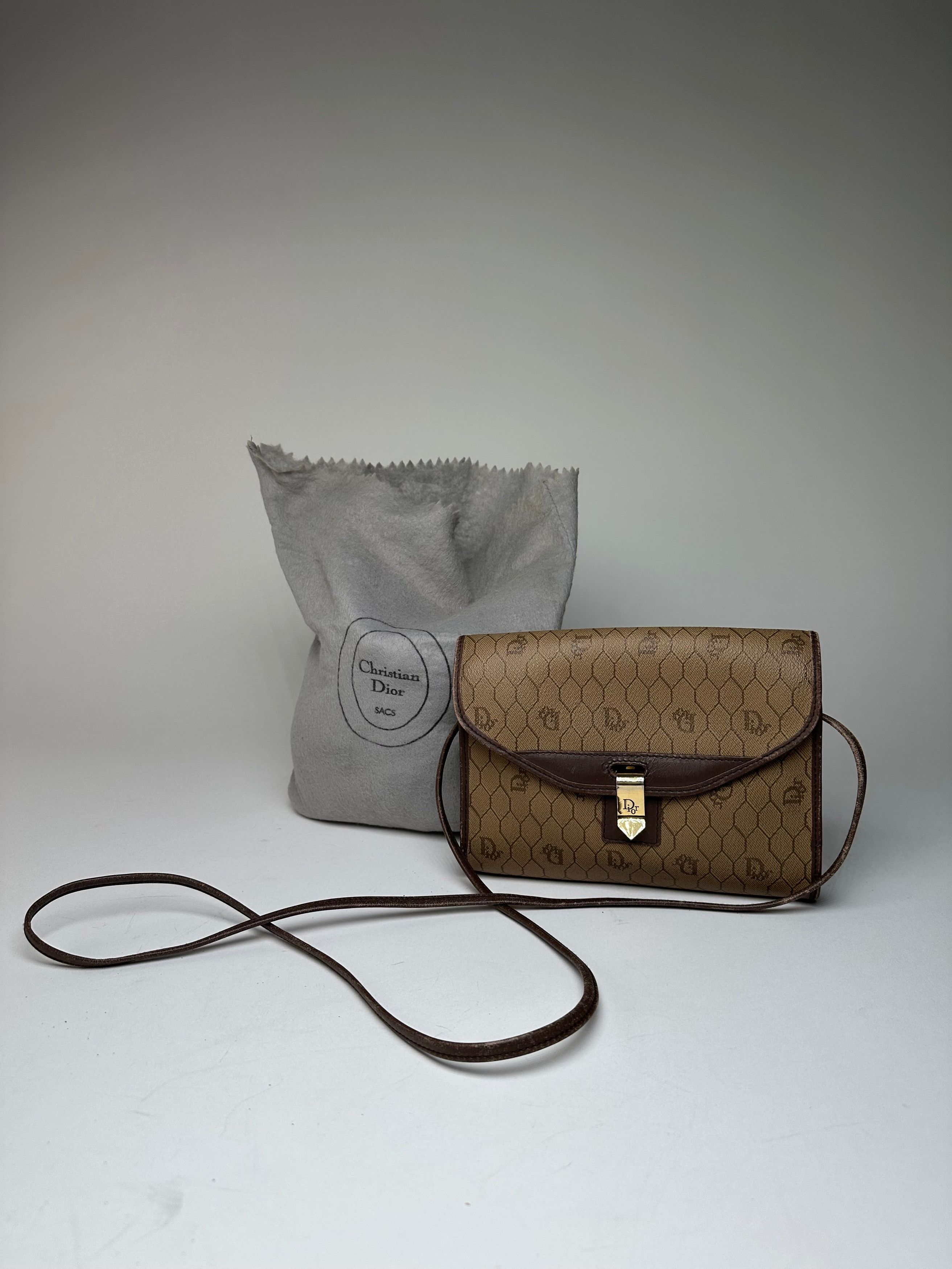 Dior Vintage Leather Shoulder Bag Beige Brown Size ONE SIZE - 14 Thumbnail