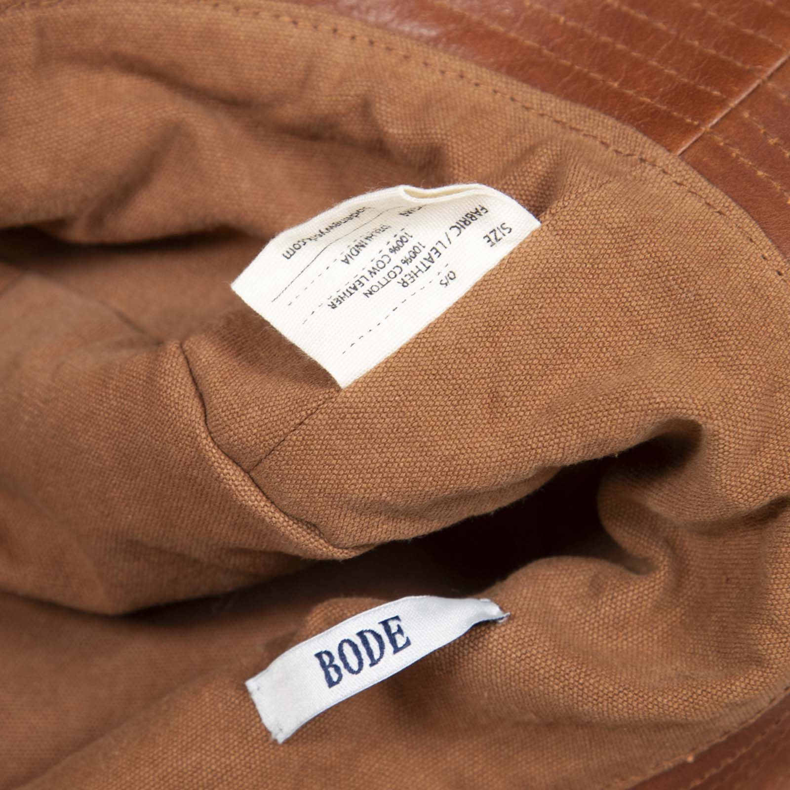 Bode Brown Leather Trim Bucket Hat Size ONE SIZE - 6 Thumbnail