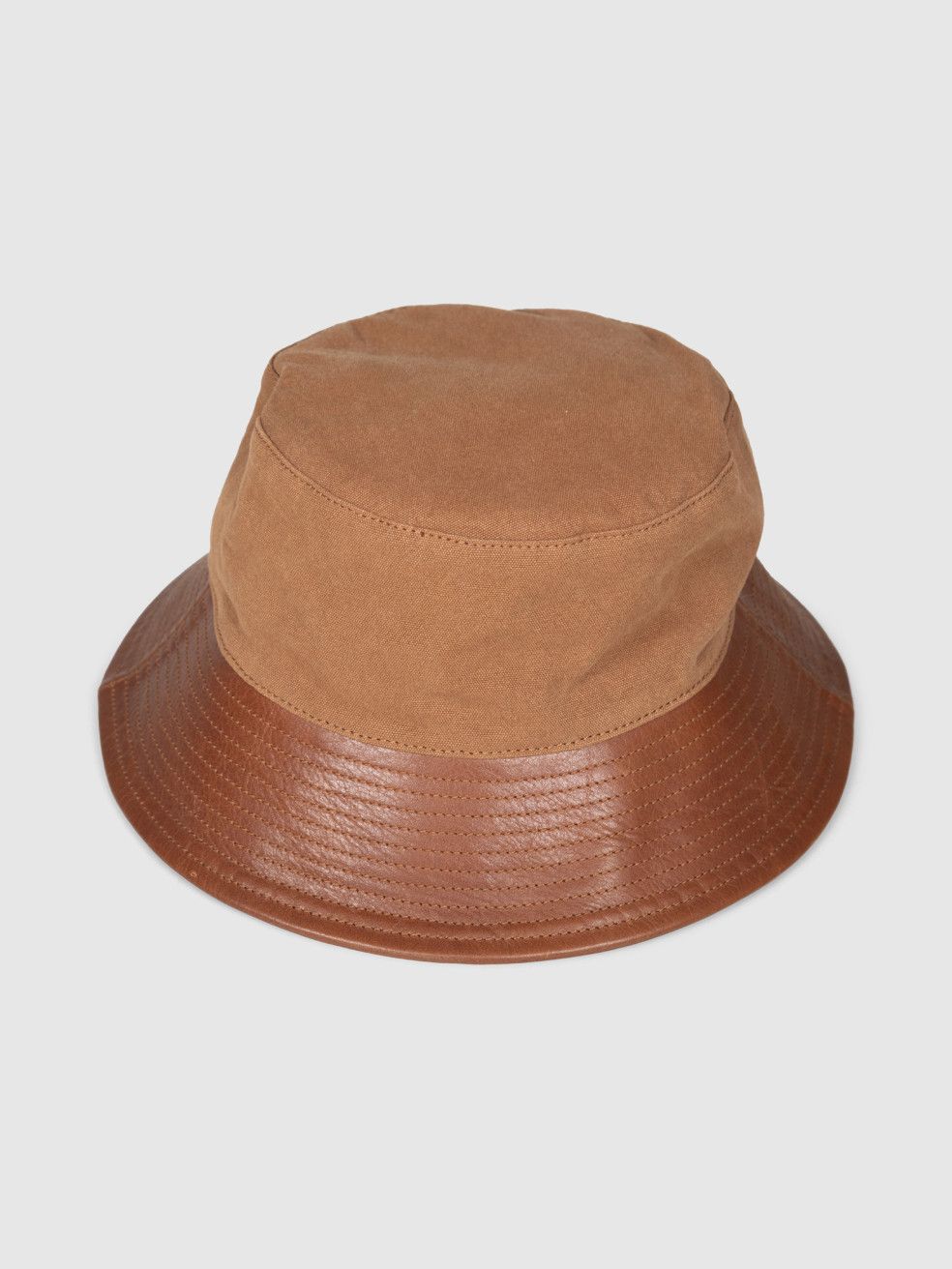Bode Brown Leather Trim Bucket Hat Size ONE SIZE - 3 Thumbnail