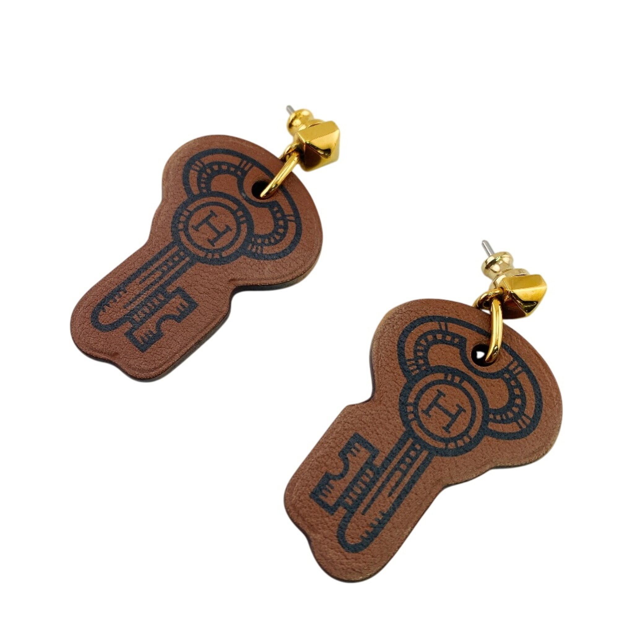 Hermes HERMES H Curiosité Earrings, Brown Jewelry Size ONE SIZE - 2 Thumbnail