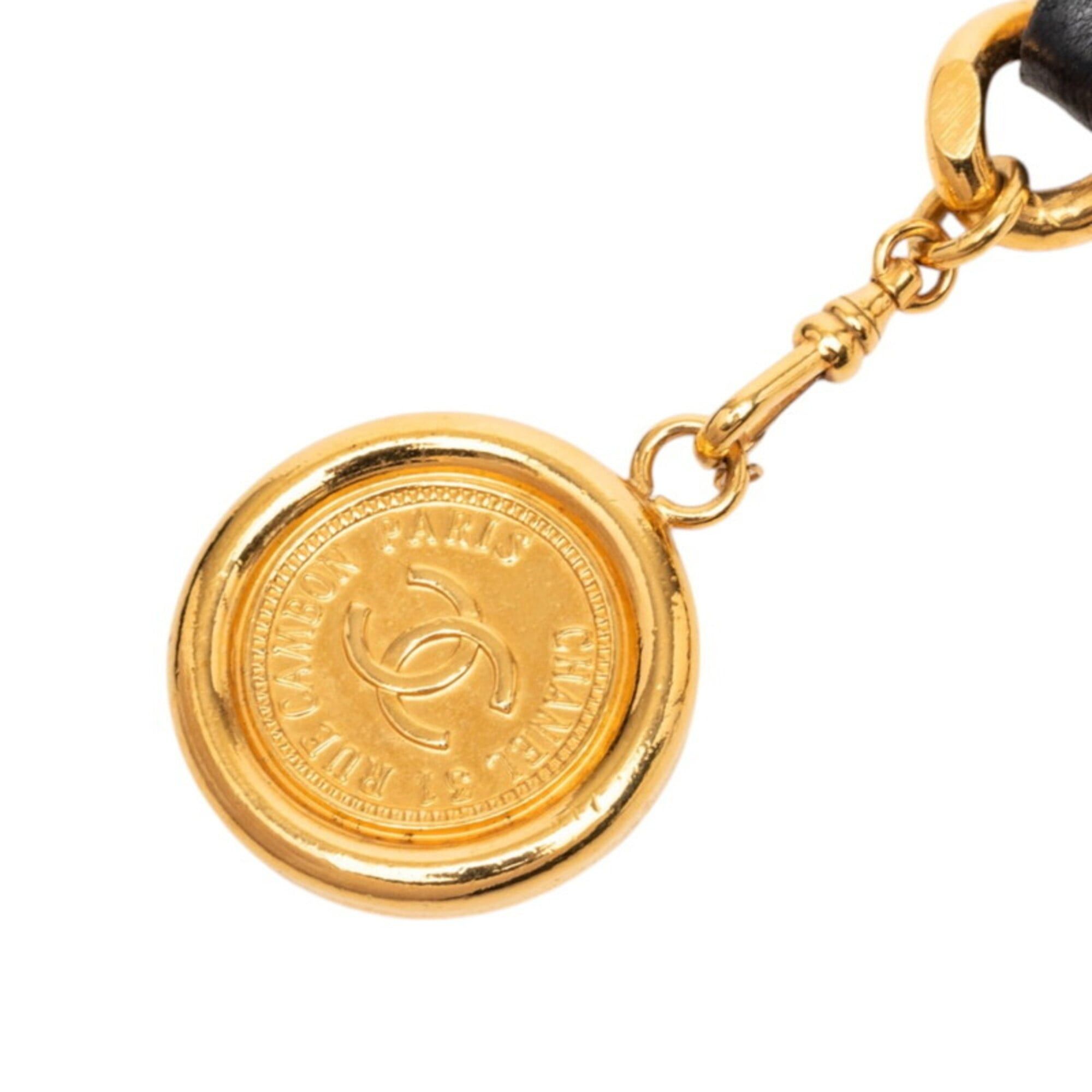 Chanel Chanel 31 Rue Cambon Coco Mark Chain Belt Gold Black Plated Leather Women's CHANEL Size ONE SIZE - 2 Thumbnail