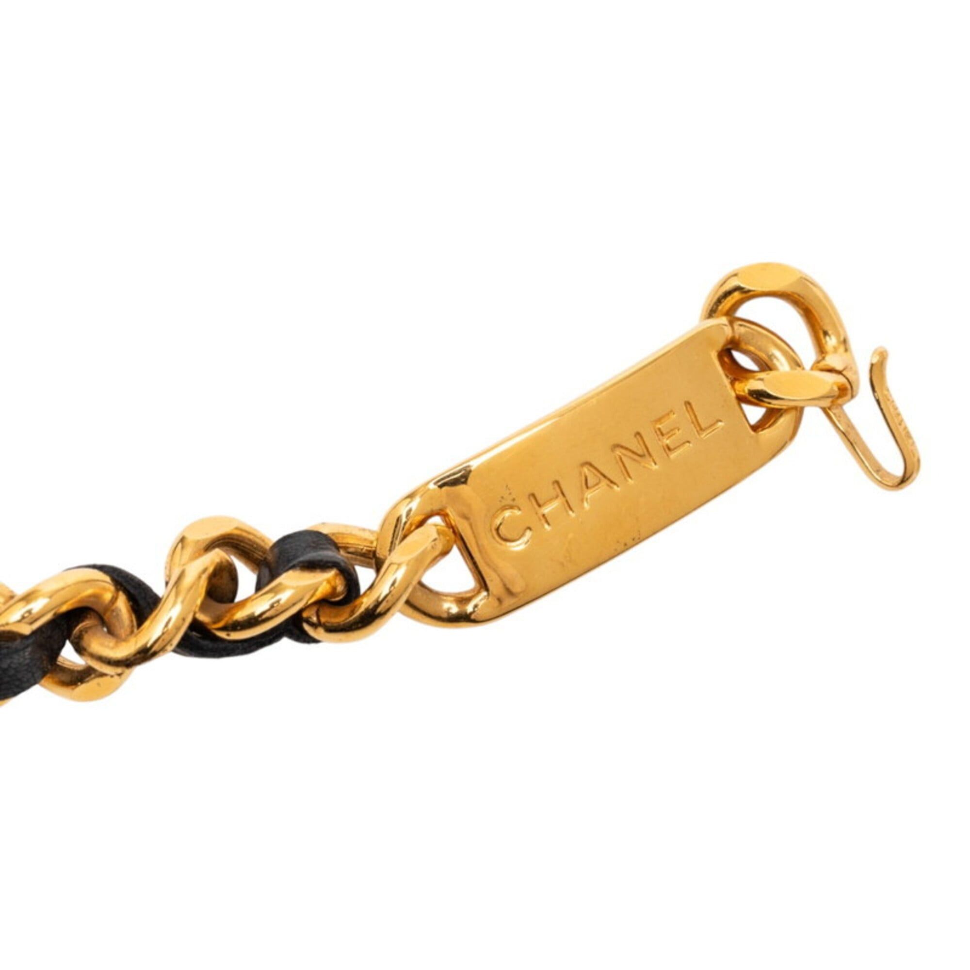 Chanel Chanel 31 Rue Cambon Coco Mark Chain Belt Gold Black Plated Leather Women's CHANEL Size ONE SIZE - 4 Thumbnail
