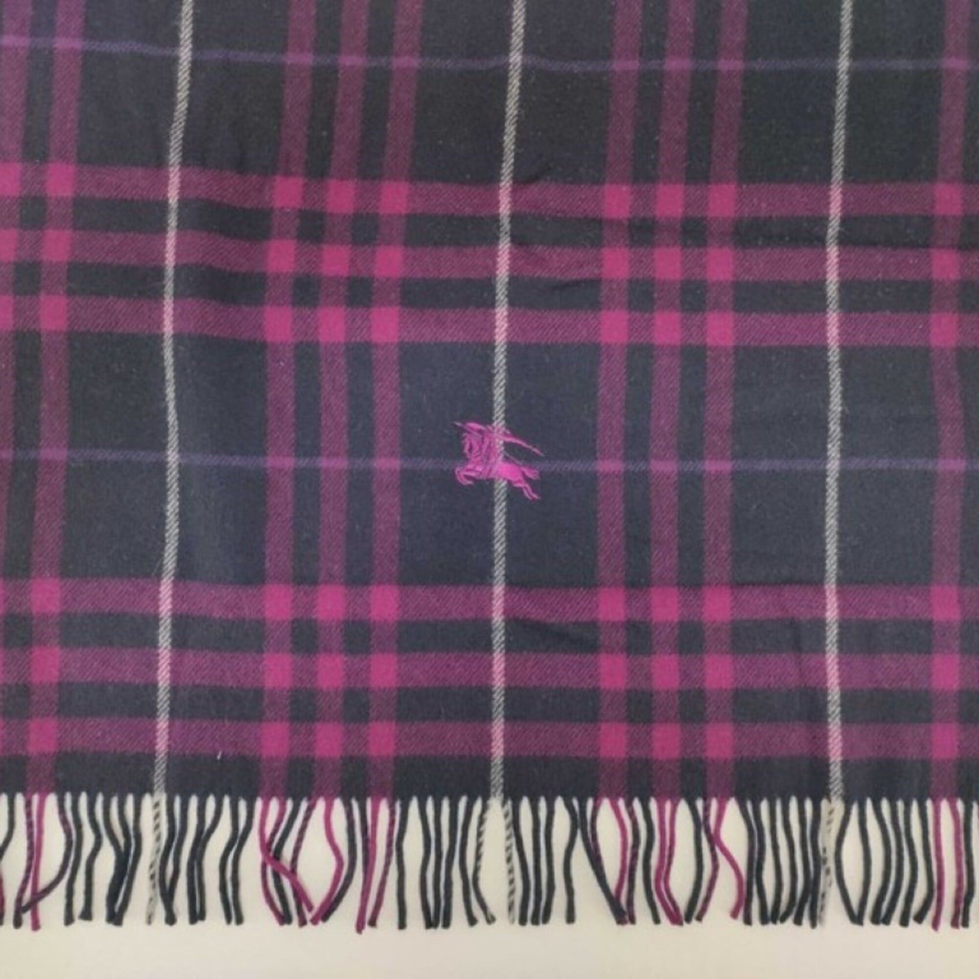 Burberry Burberry Scarf/Stole, Purple Wool, Men's/Women's, Checkered Pattern Size ONE SIZE - 6 Thumbnail