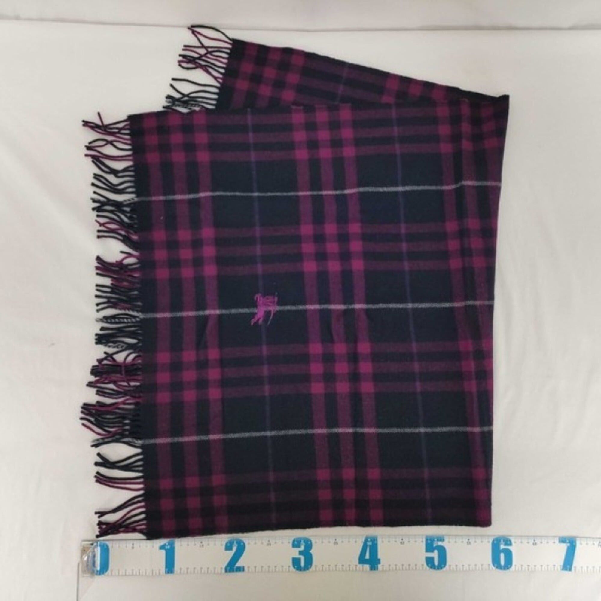 Burberry Burberry Scarf/Stole, Purple Wool, Men's/Women's, Checkered Pattern Size ONE SIZE - 3 Thumbnail