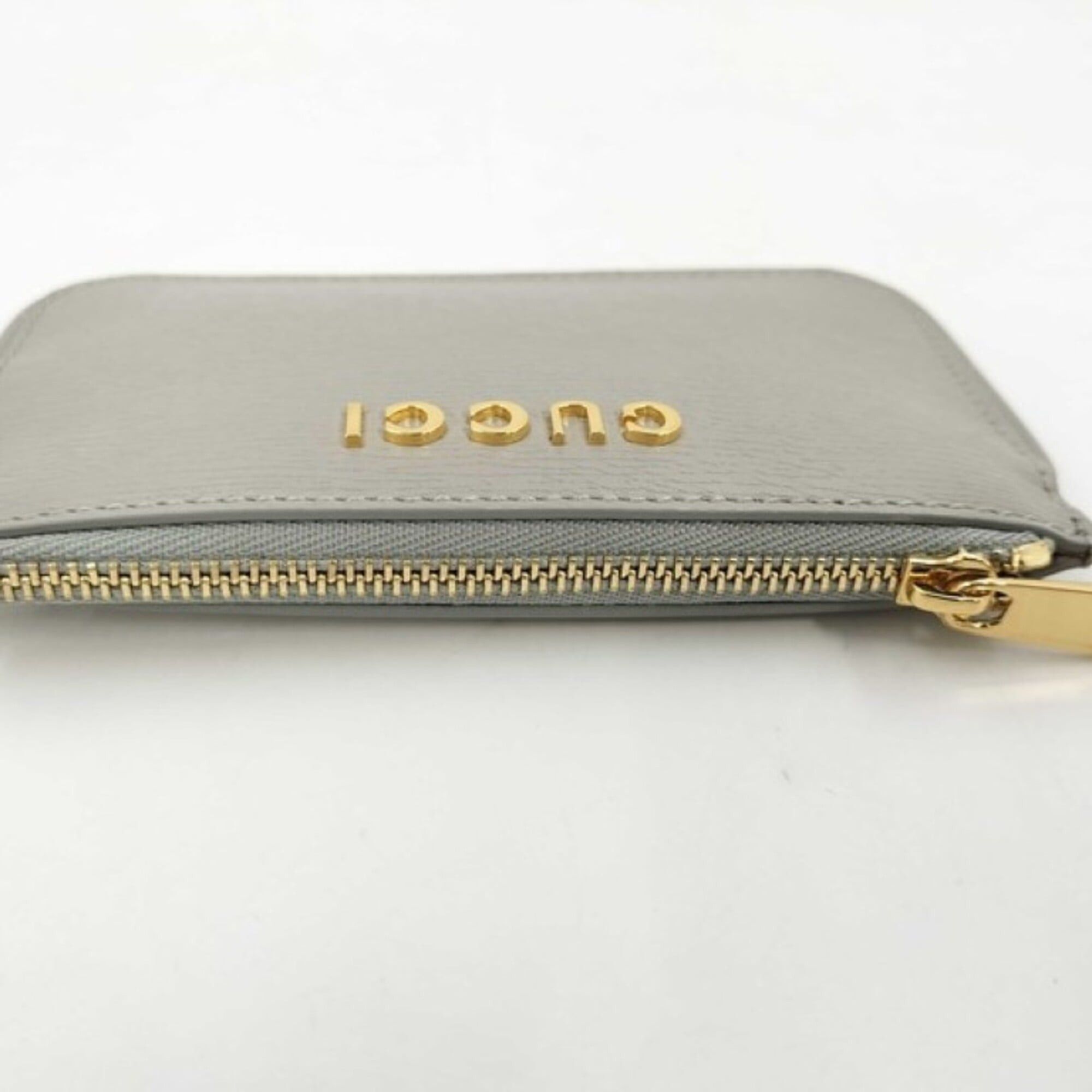 Gucci GUCCI Script Wallet/Coin Case 790102 Gray Leather Men's/Women's Size ONE SIZE - 6 Thumbnail