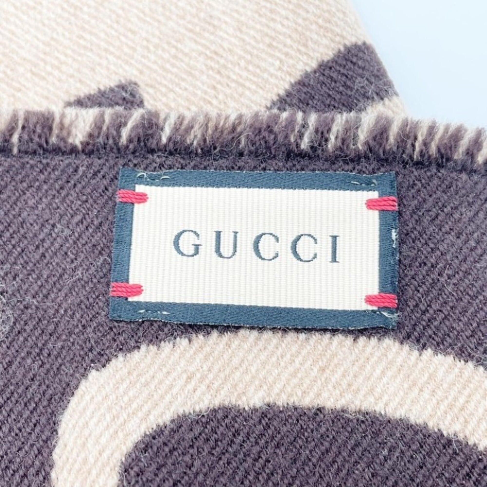 Gucci GUCCI GG Jacquard Scarf/Muffler, 495592, Brown/Beige, Wool, Men's/Women's Size ONE SIZE - 5 Thumbnail