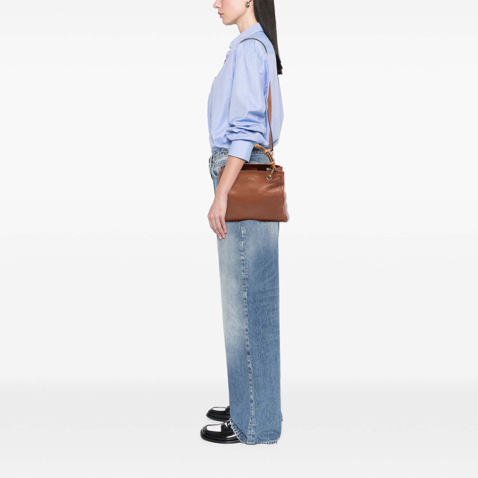 Gucci Small Calfskin Bamboo Shopper Satchel Size ONE SIZE - 7 Thumbnail