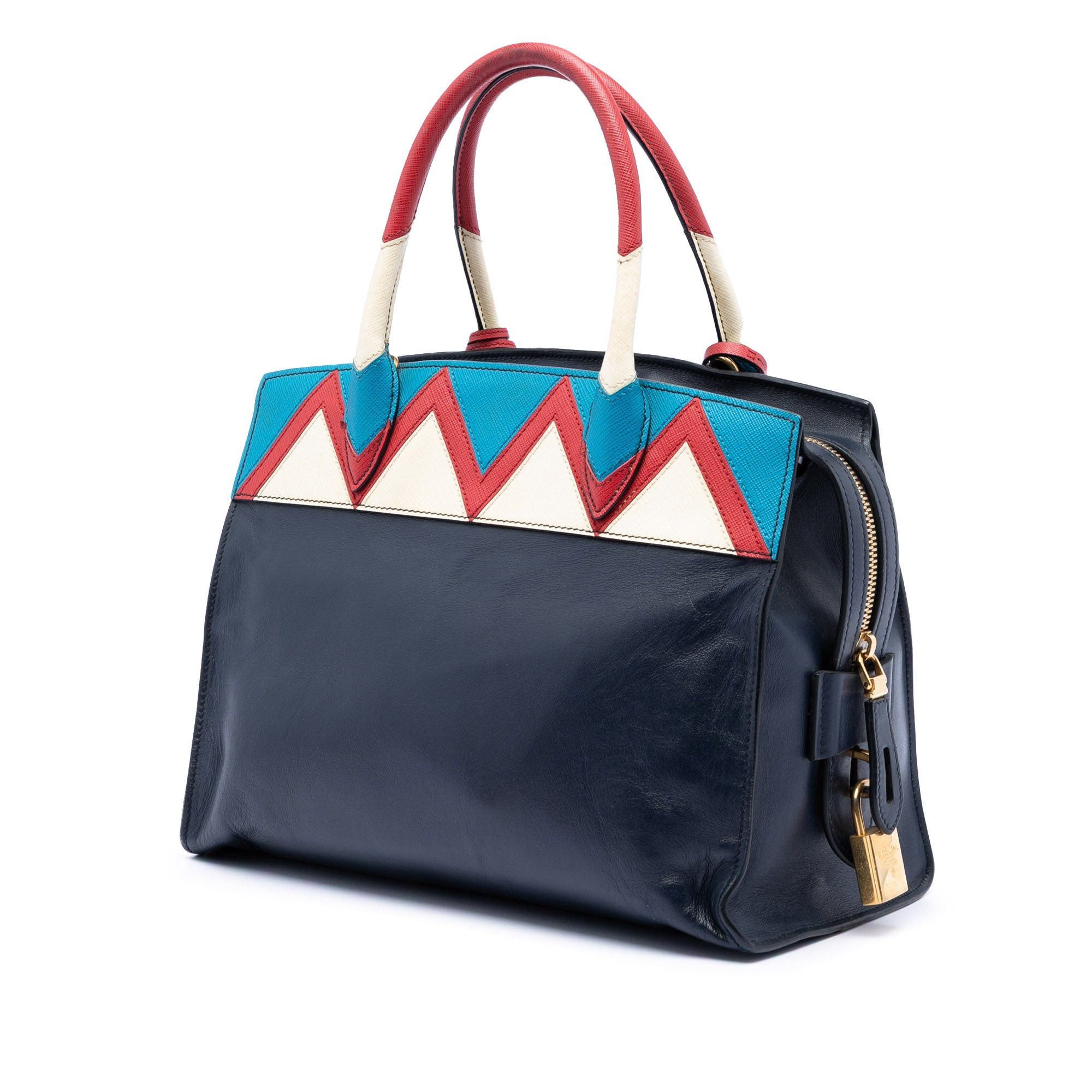 Prada Medium Saffiano Trimmed City Calf Greca Esplanade Satchel Size ONE SIZE - 2 Thumbnail