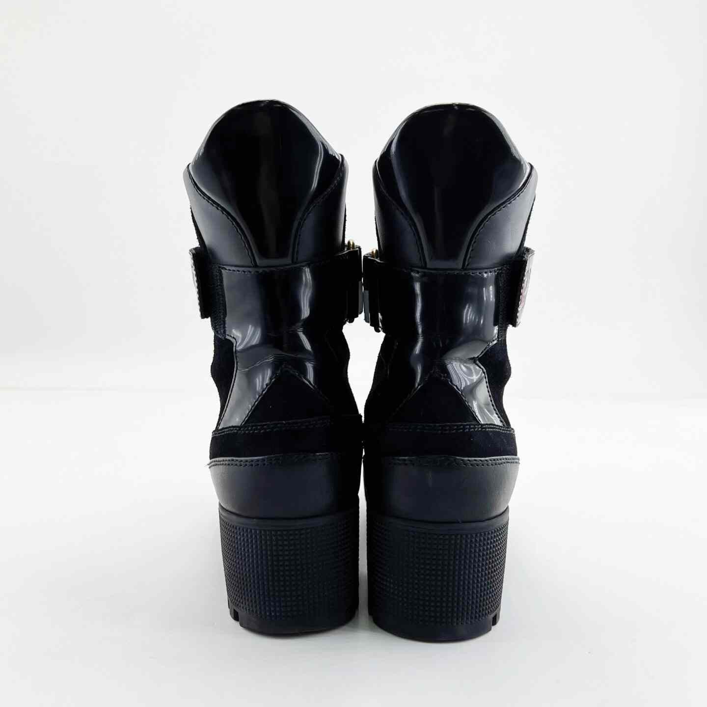 Louis Vuitton LV Black Leather Round Toe Platform Desert Boots Size US 7.5 / IT 37.5 - 4 Thumbnail