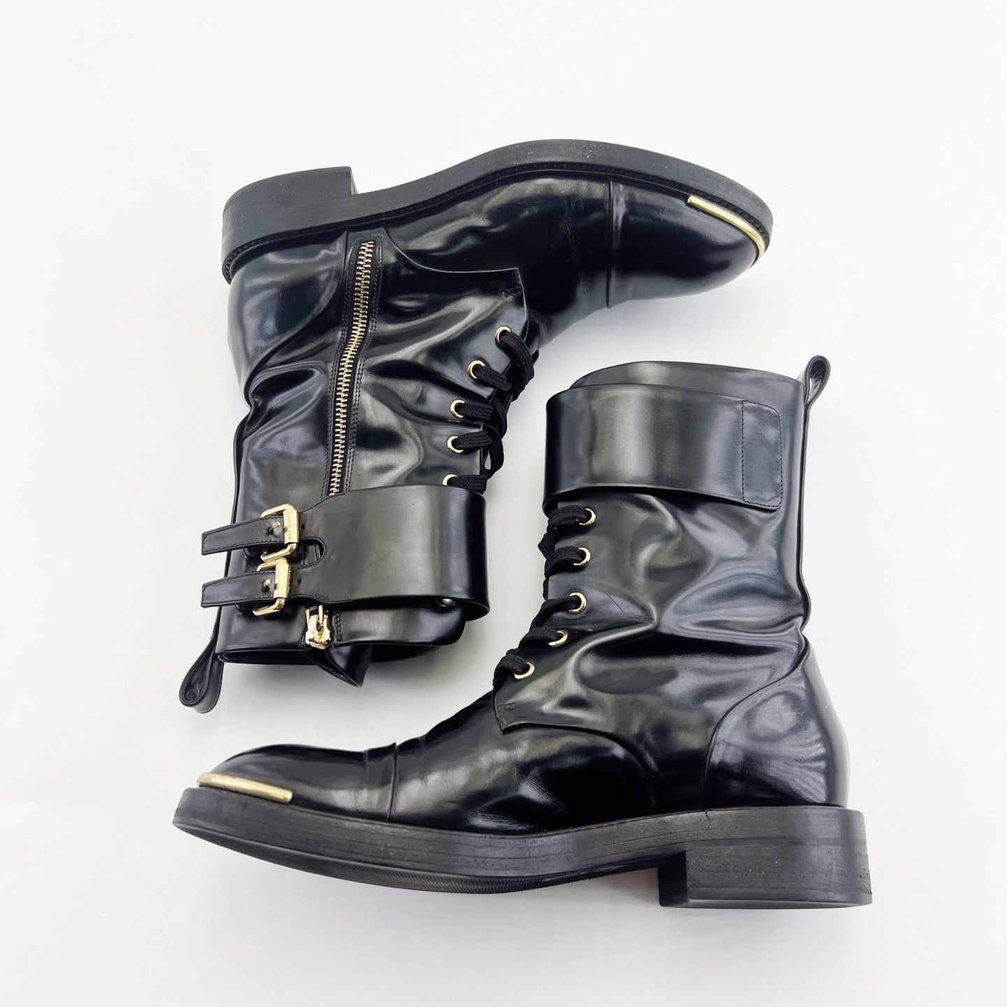 Louis Vuitton Louis Vuitton Black Leather Lace-Up Zip Boots Size US 6 / IT 36 - 3 Thumbnail