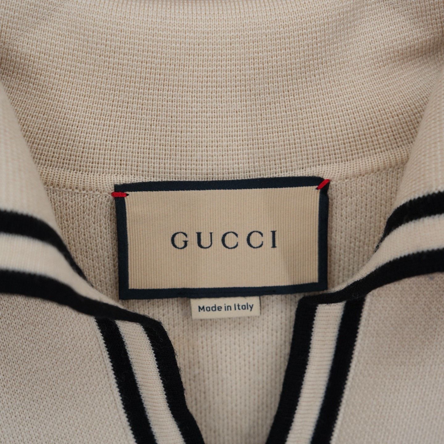 Gucci Gucci Beige Navy Collar Short-Sleeve Knit Size S / US 4 / IT 40 - 3 Thumbnail
