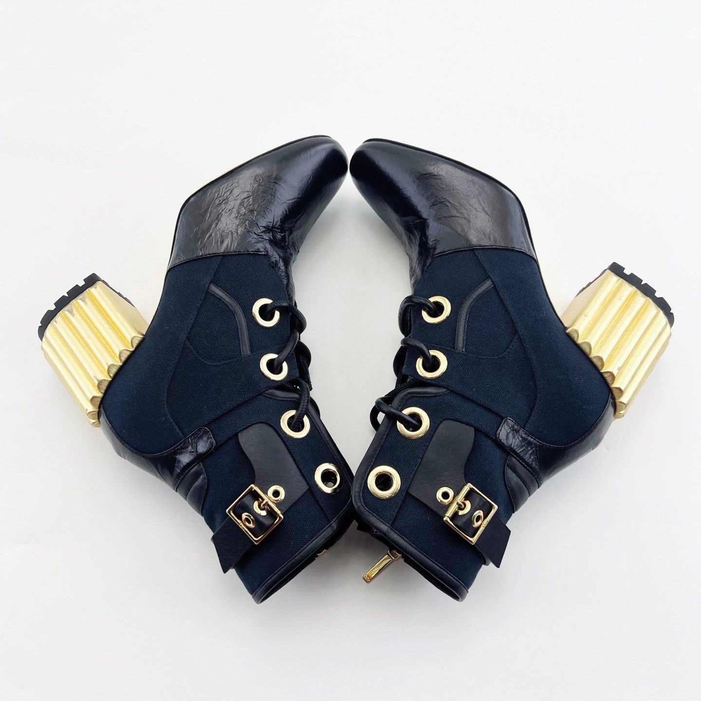 Dior Dior Black Metal Block Heel Ankle Boots Size US 6.5 / IT 36.5 - 3 Thumbnail
