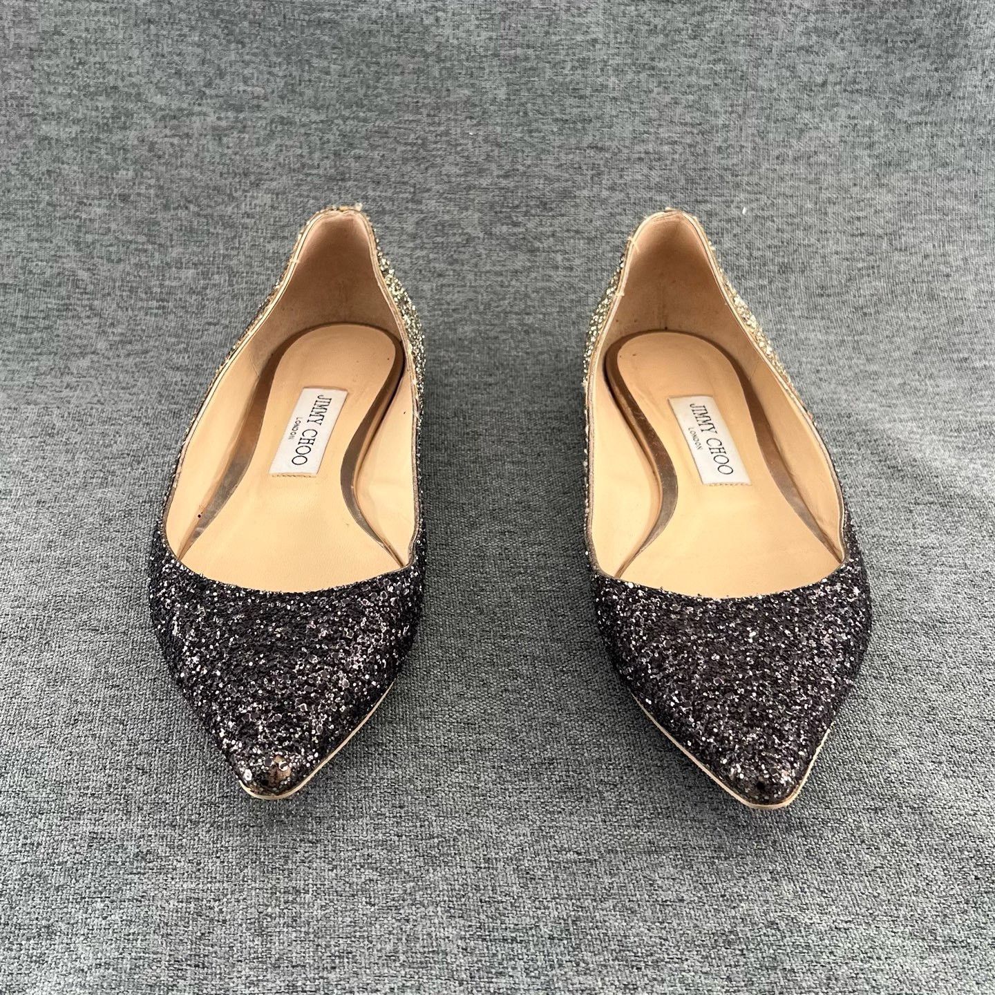 Jimmy Choo Jimmy Choo Pointed Toe Glitter Flat Shoes Size US 6.5 / IT 36.5 - 2 Thumbnail