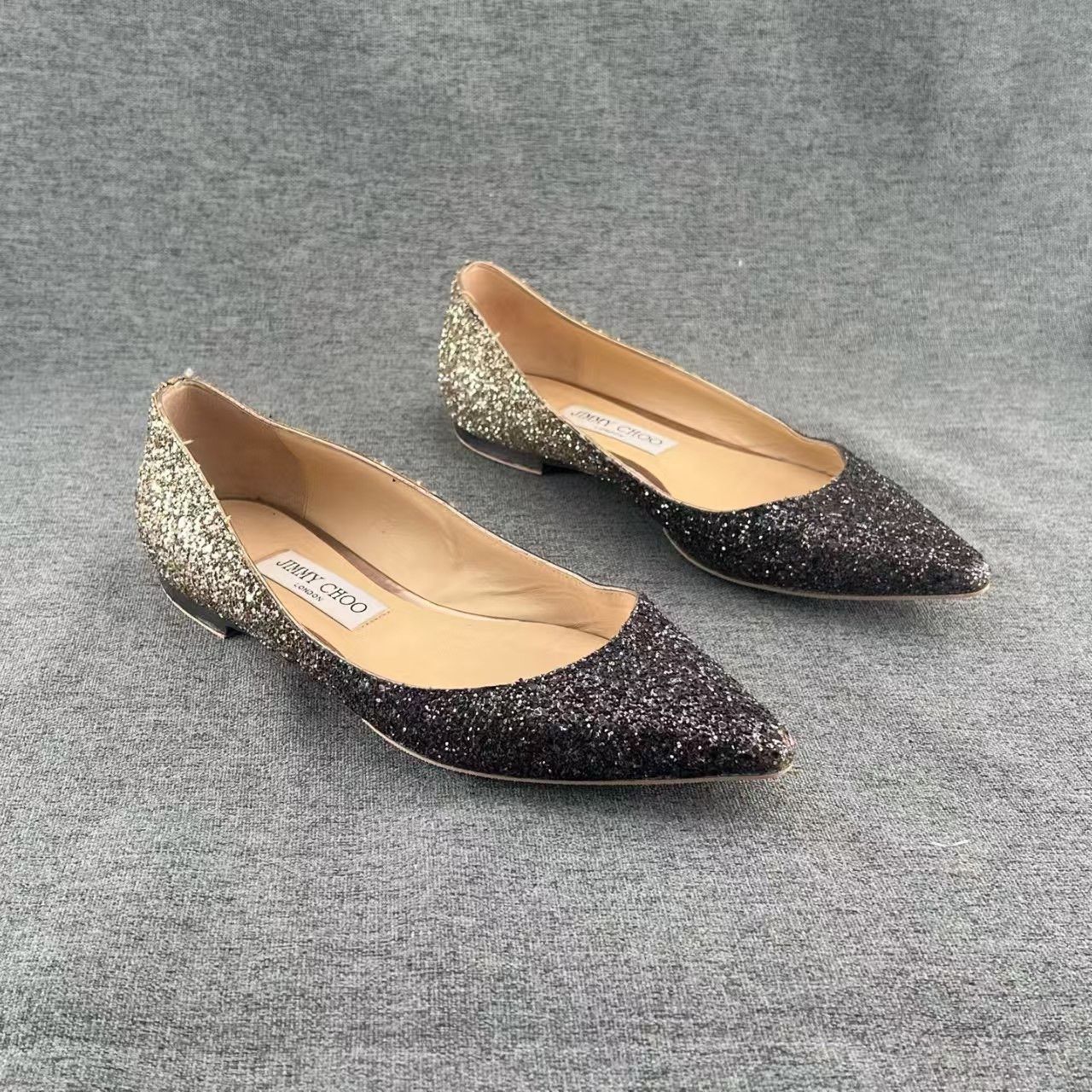 Jimmy Choo Jimmy Choo Pointed Toe Glitter Flat Shoes Size US 6.5 / IT 36.5 - 3 Thumbnail