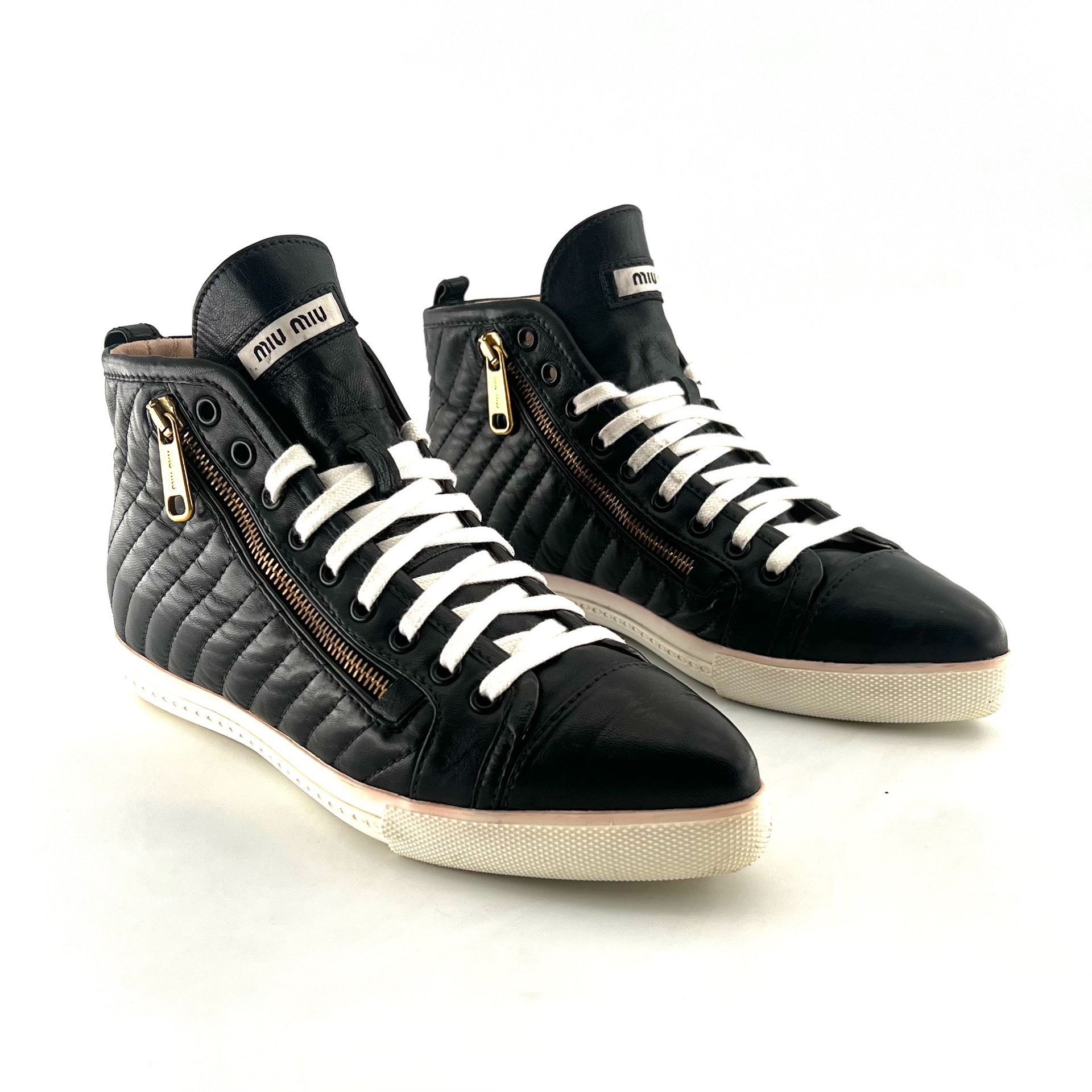 Miu Miu Miu Miu Pointy Toe Platform Zip High-Top Sneakers Size US 6 / IT 36 - 3 Thumbnail